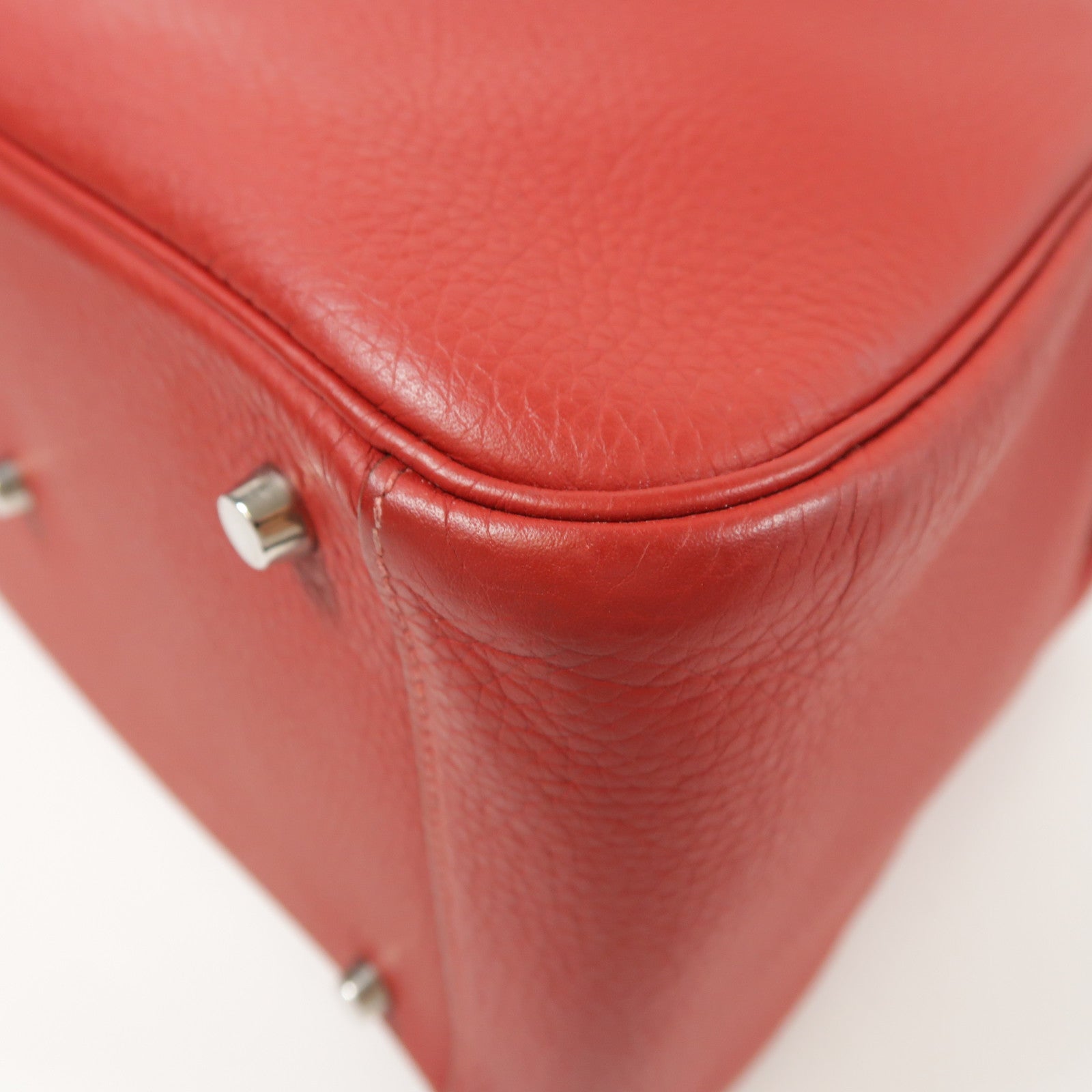 HERMES Clemence皮革Lindy 34銀扣手挽肩背兩用袋Rouge Casaqe