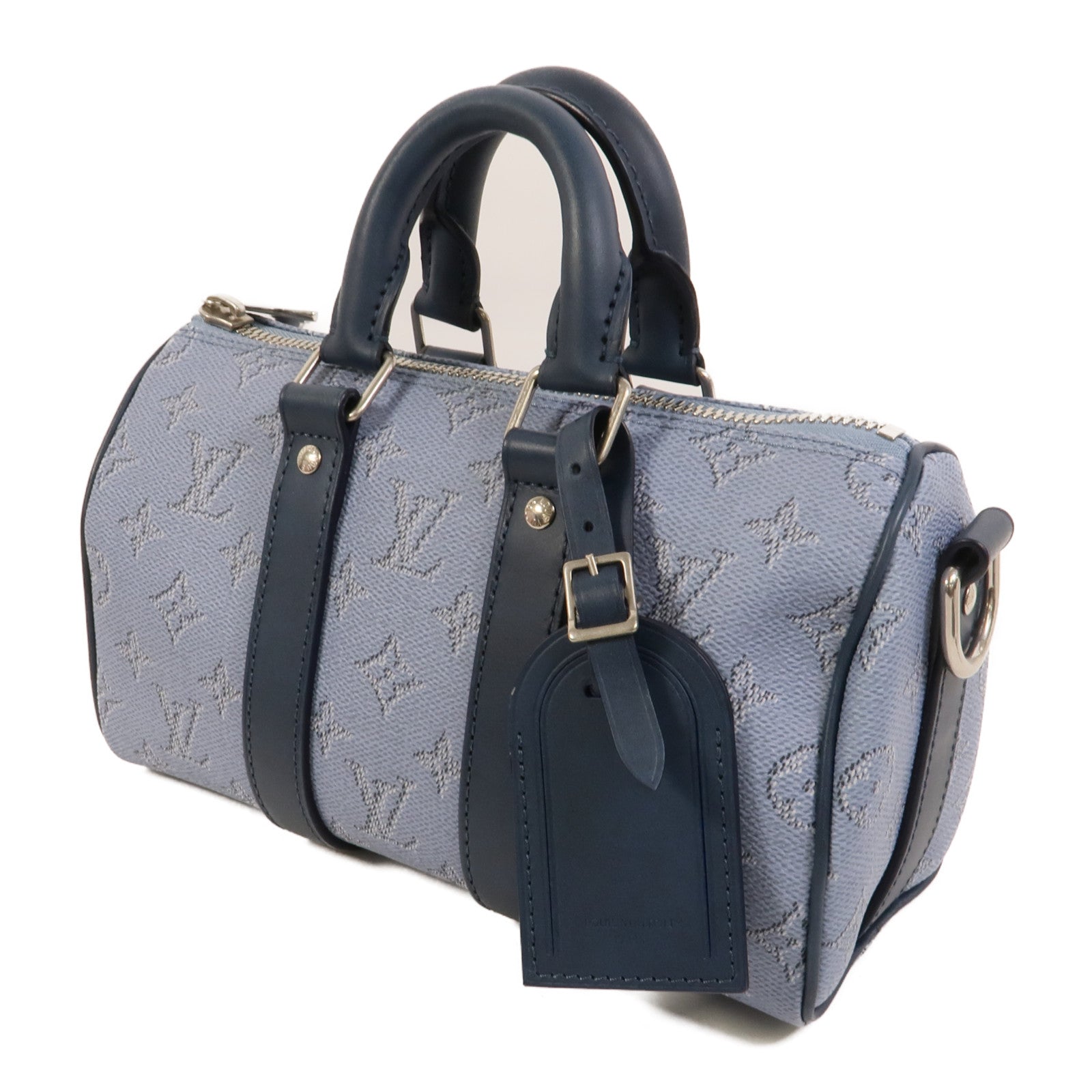 LOUIS VUITTON Monogram Heritage Keepall Bandouliere 25銀扣手挽肩背兩用袋