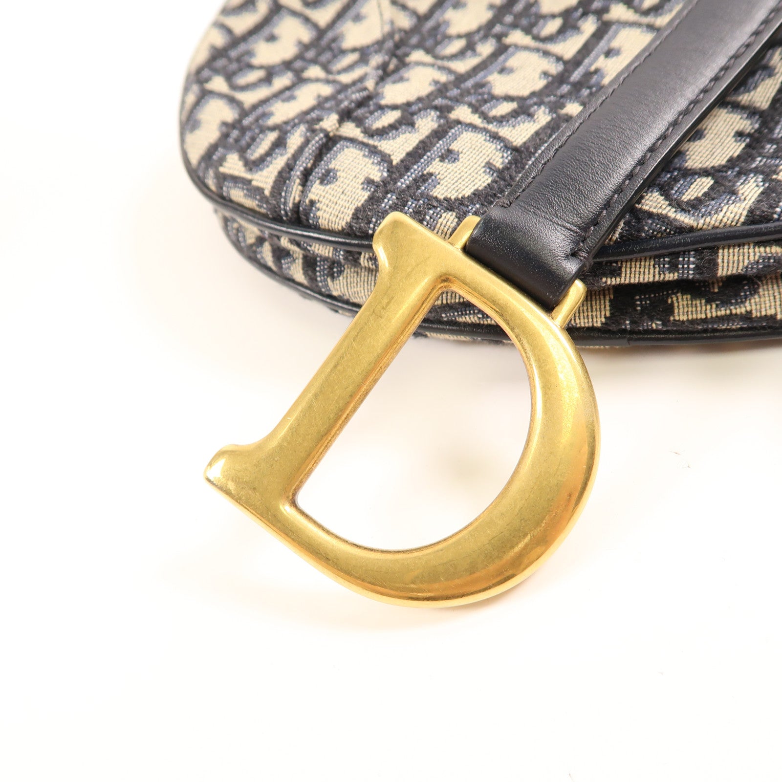 Dior CD GHW Saddle Bag Handbag Canvas M0446 Blue