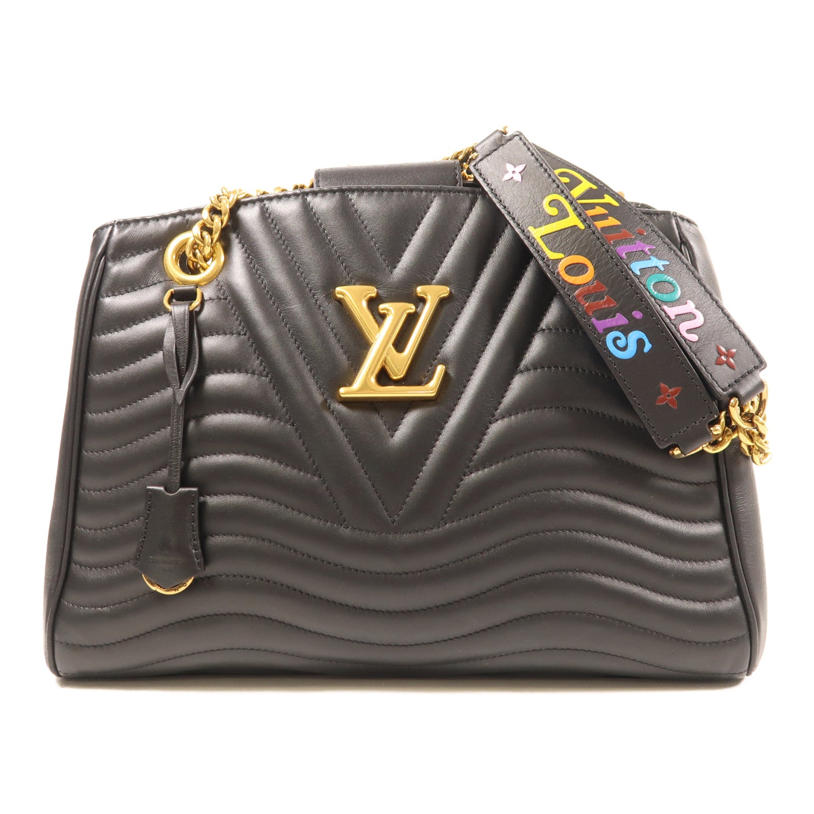LOUIS VUITTON 牛皮皮革New Wave Chain Tote金扣鏈帶肩背袋