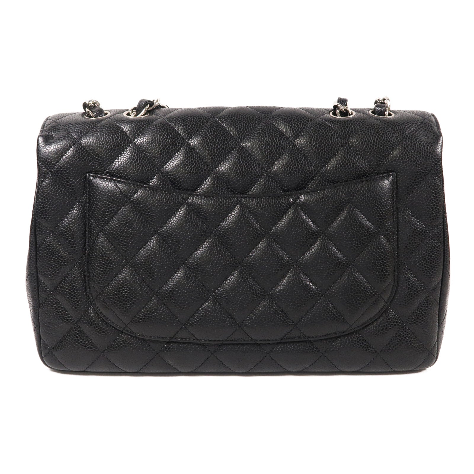CHANEL 牛皮皮革Large Classic銀扣鏈帶肩背袋