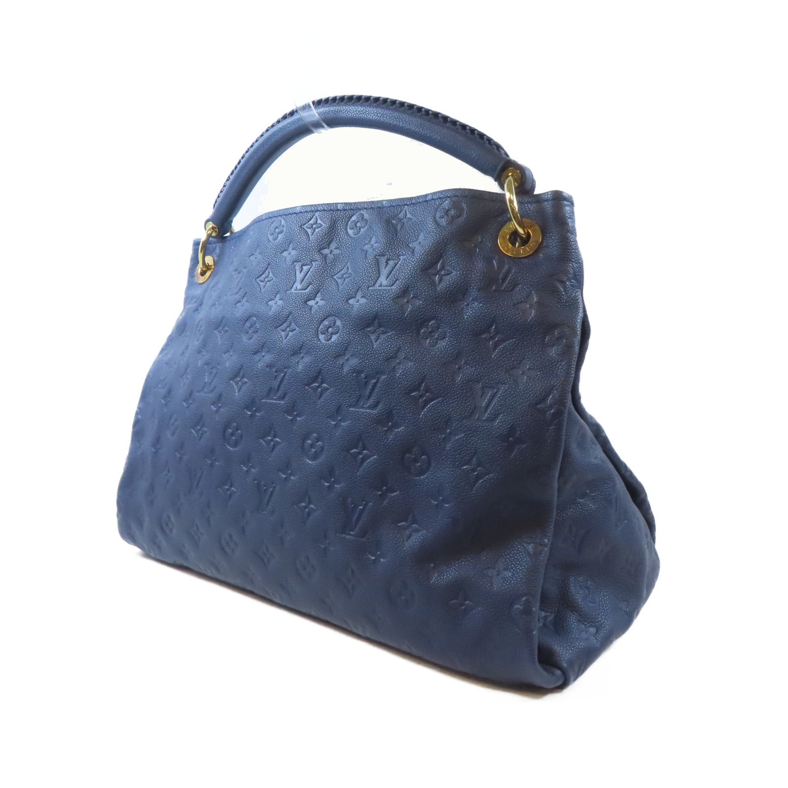 LOUIS VUITTON Monogram Empreinte Artsy MM金扣肩背袋藍色