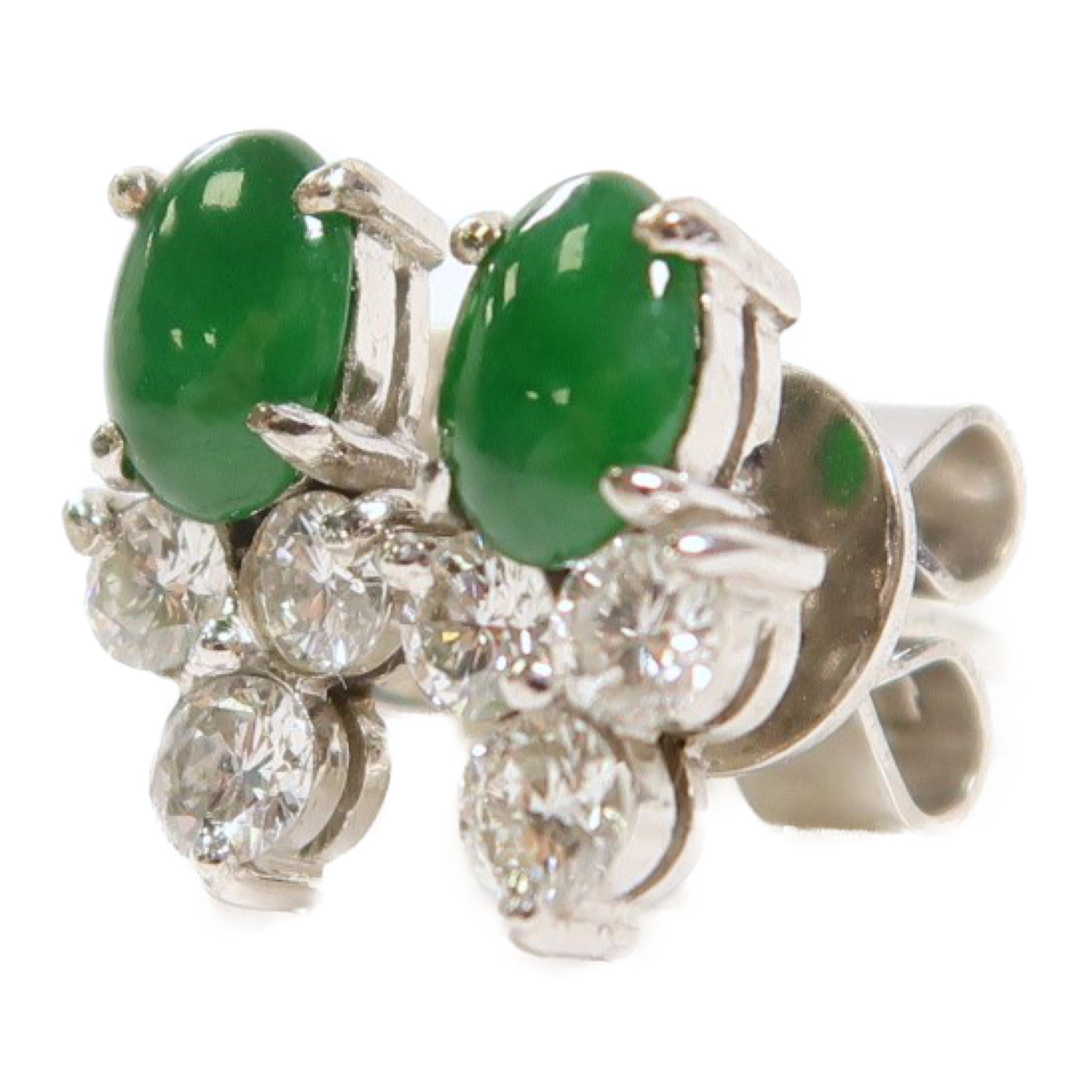 JEWELRY 【激減優惠】18K白金Jade/Diamond Earrings翡翠/鑽石耳環