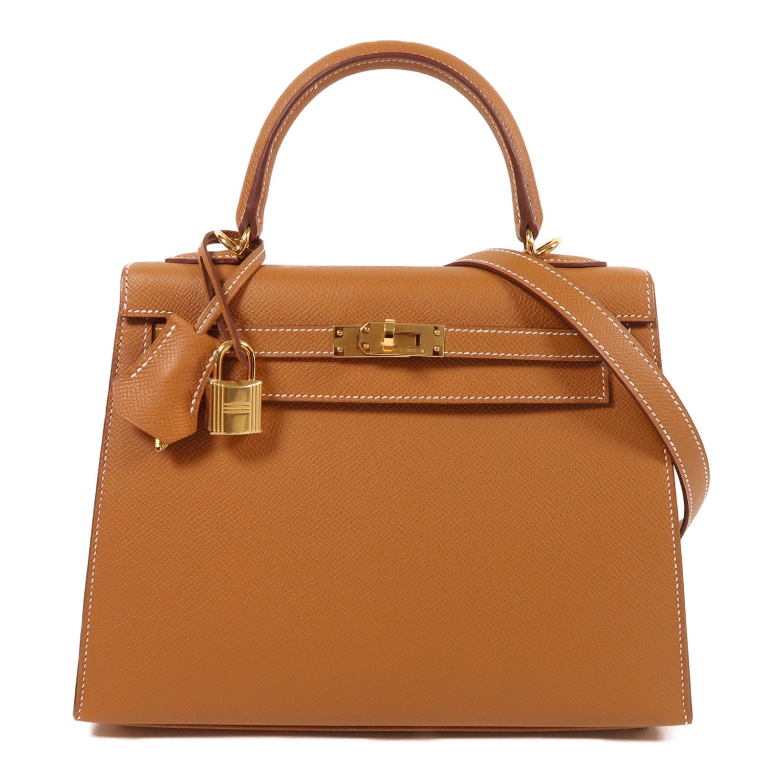 HERMES Epsom皮革Kelly 25金扣手挽肩背兩用袋金色