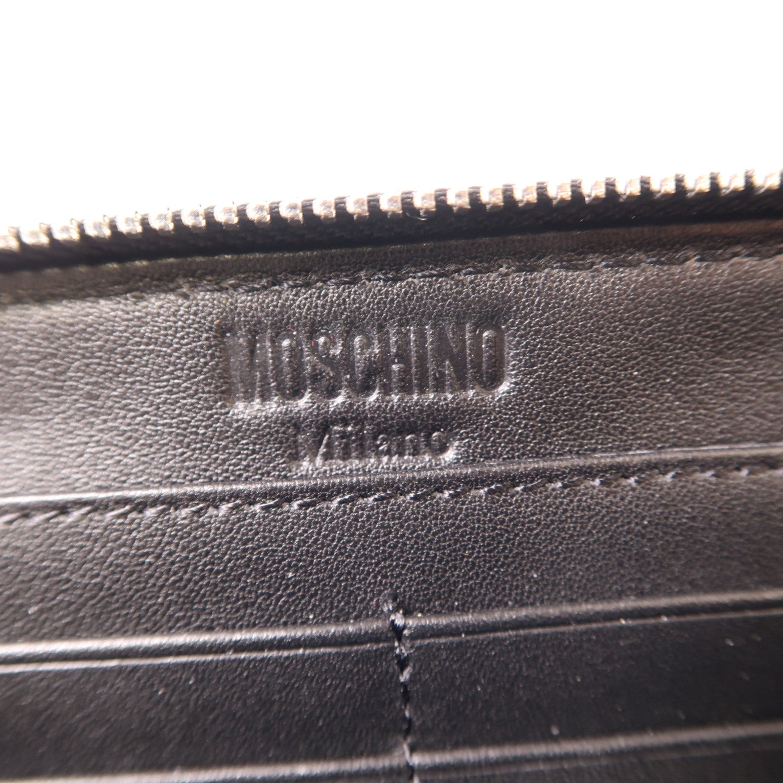 MOSCHINO 尼龍Zipper Long Wallet銀扣長錢包黑色