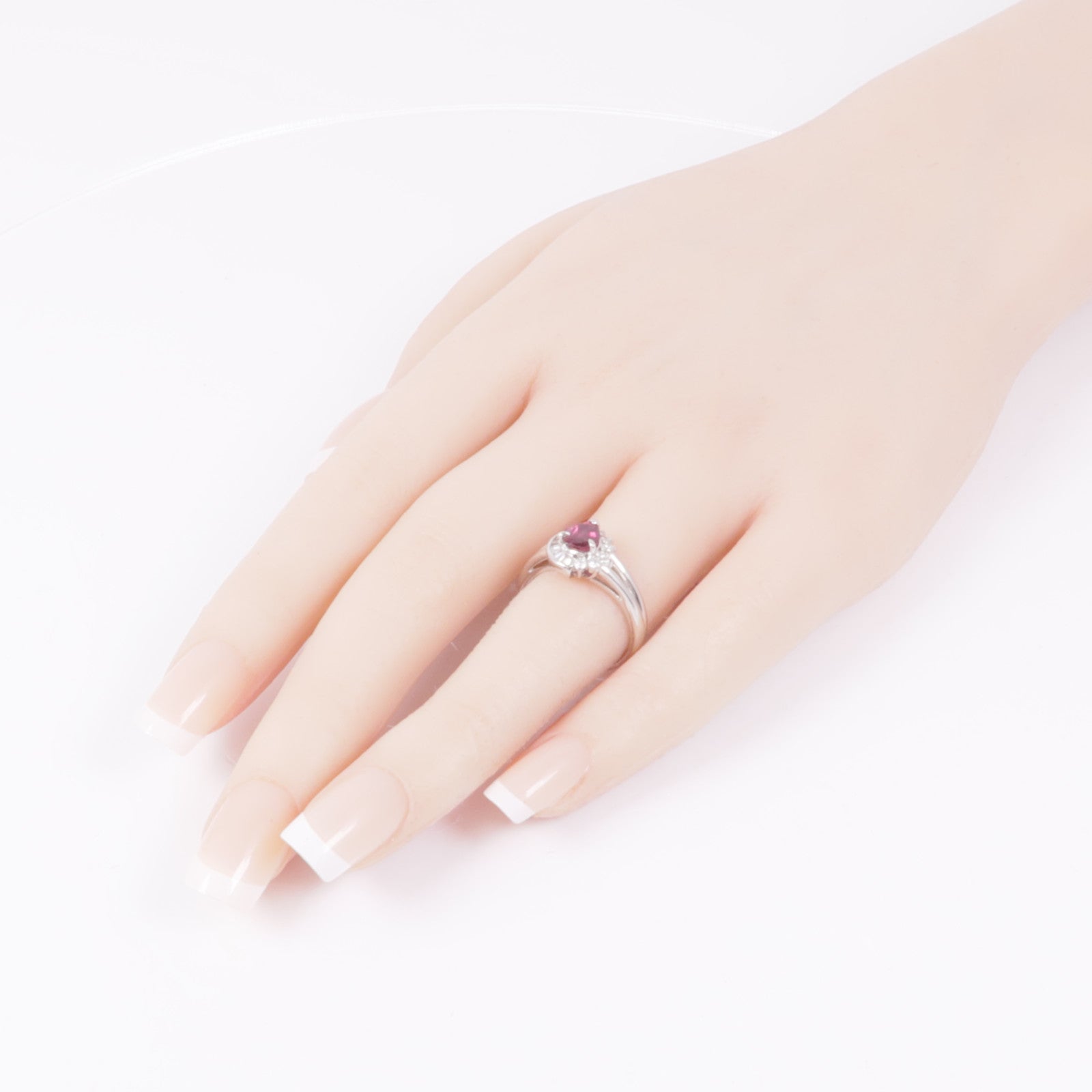 JEWELRY 【激減優惠】PT850鉑金Ruby/Diamond Ring紅寶石/鑽石戒指US#6