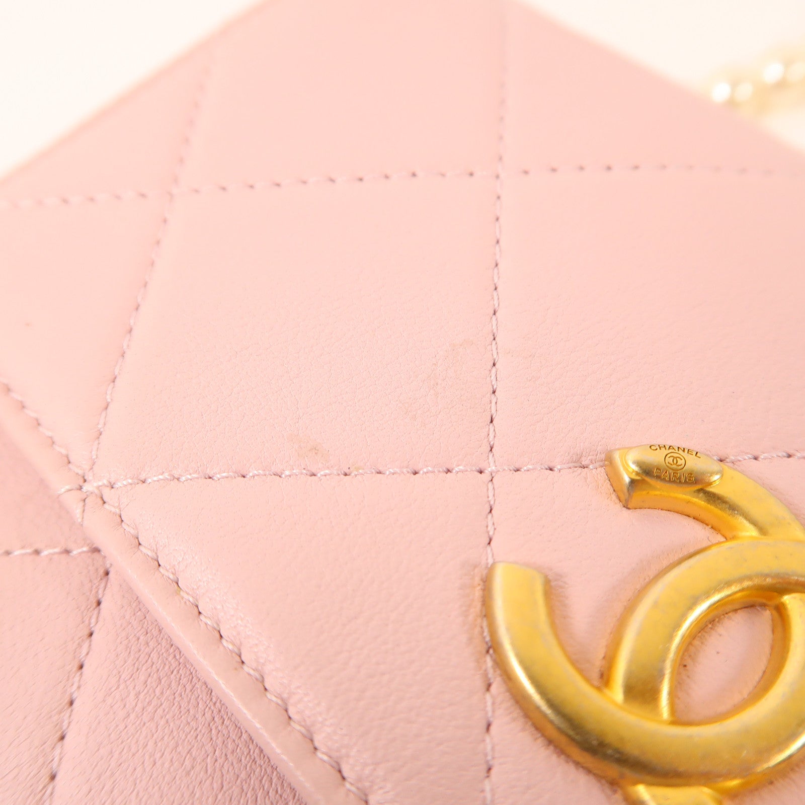CHANEL 羊皮皮革Chain Shoulder金扣鏈帶肩背袋