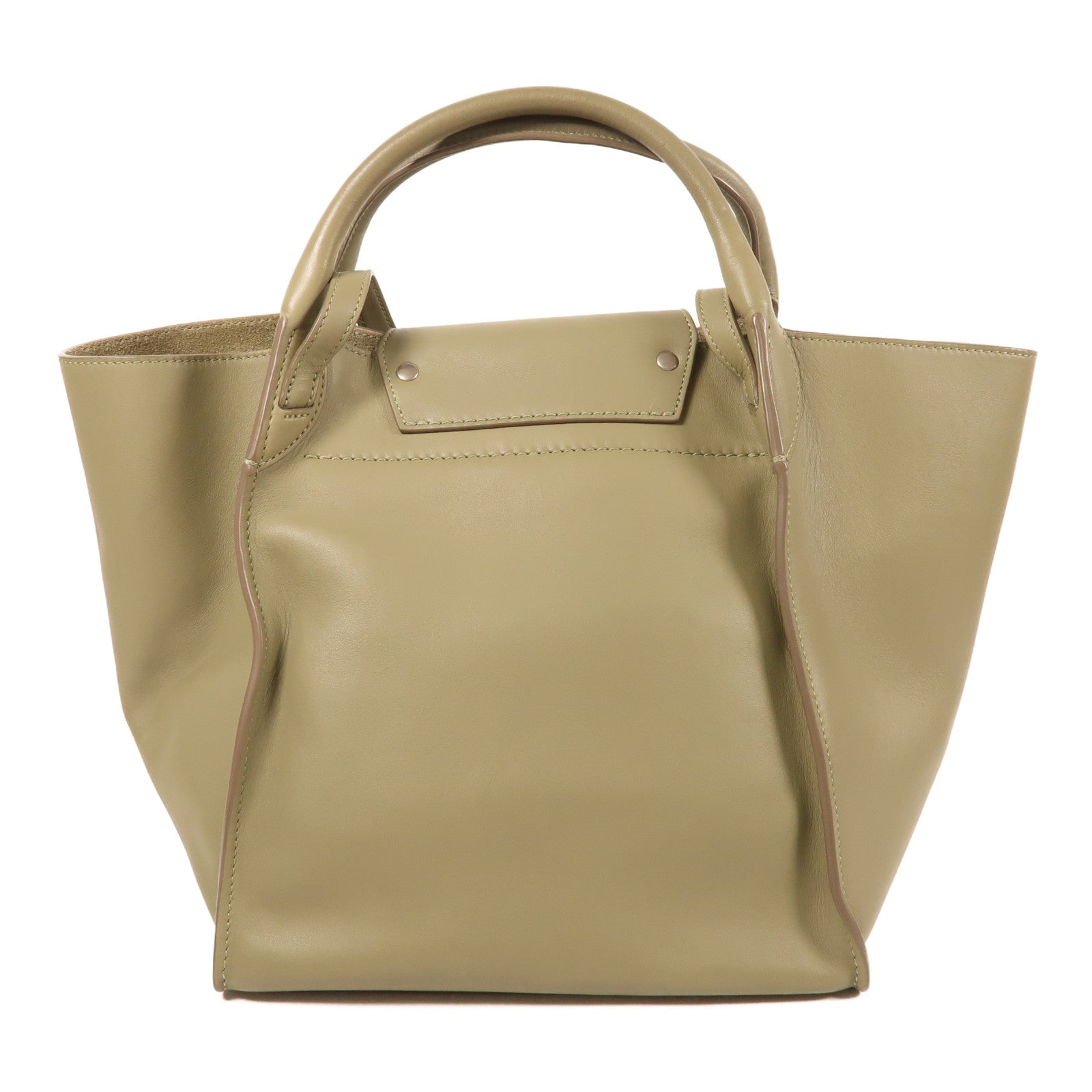 CELINE 牛皮皮革Big Bag銀扣手挽肩背兩用袋綠色