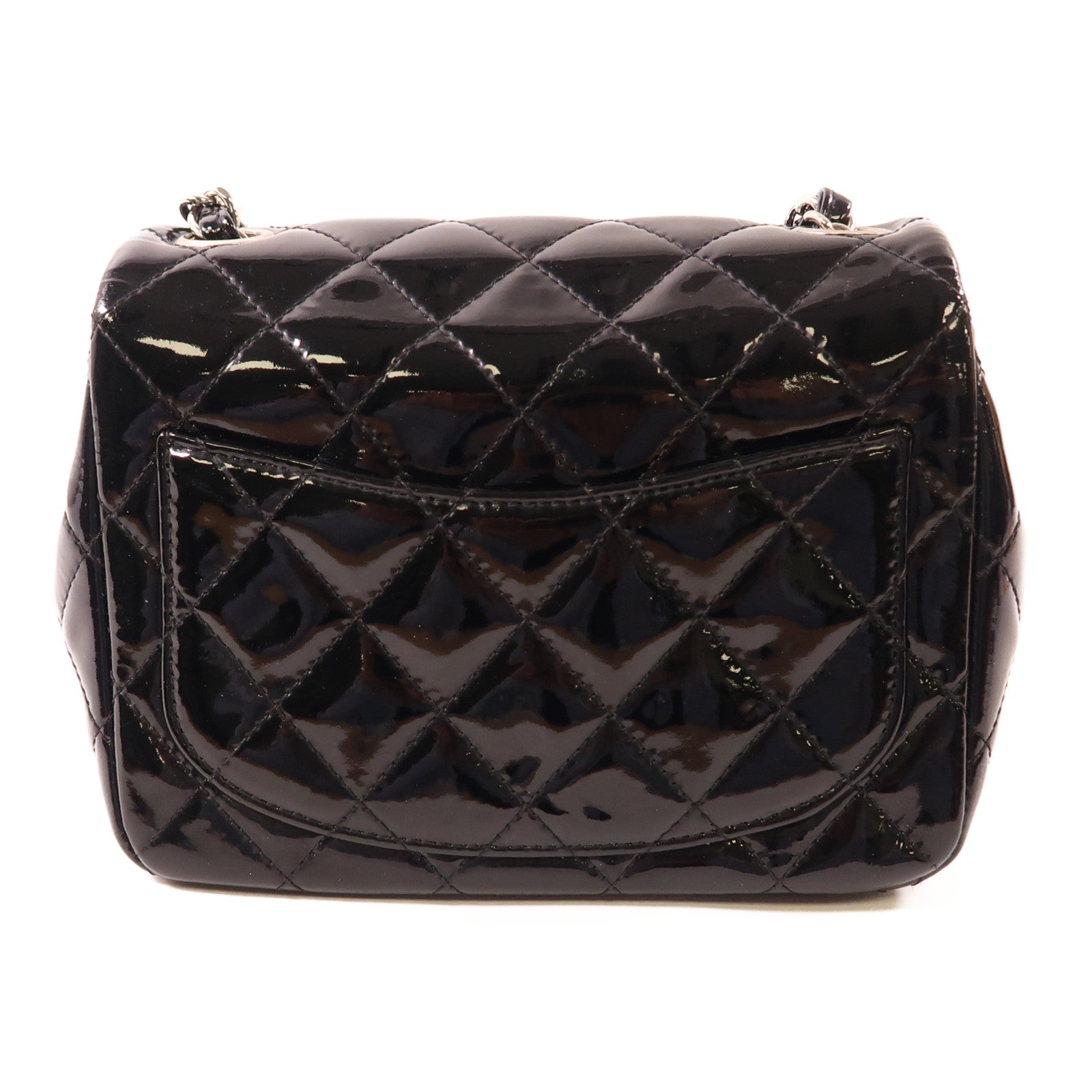 CHANEL 漆皮皮革Classic 17銀扣鏈帶肩背袋