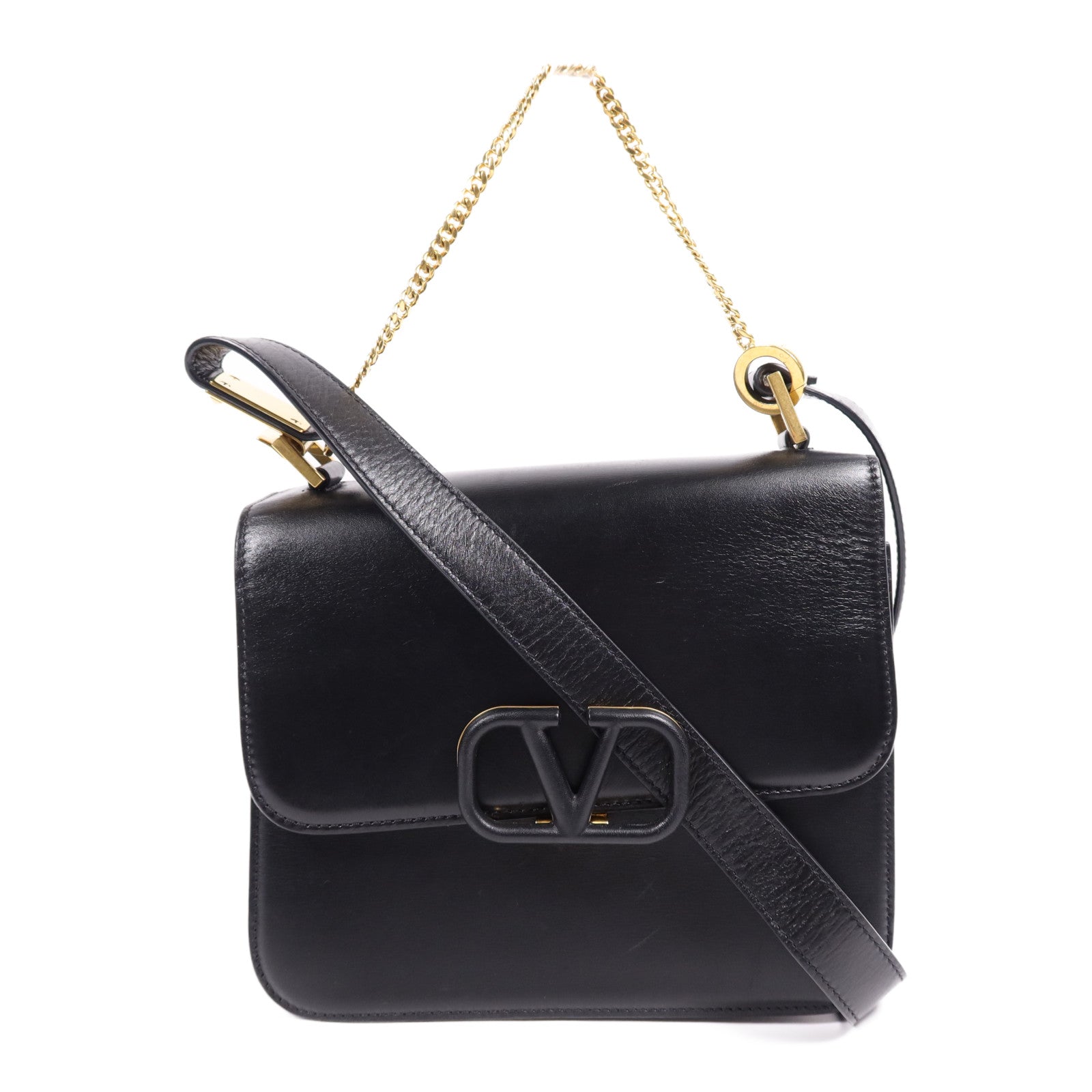 Valentino 【激減優惠】牛皮皮革Shoulder Bag銀扣肩背袋