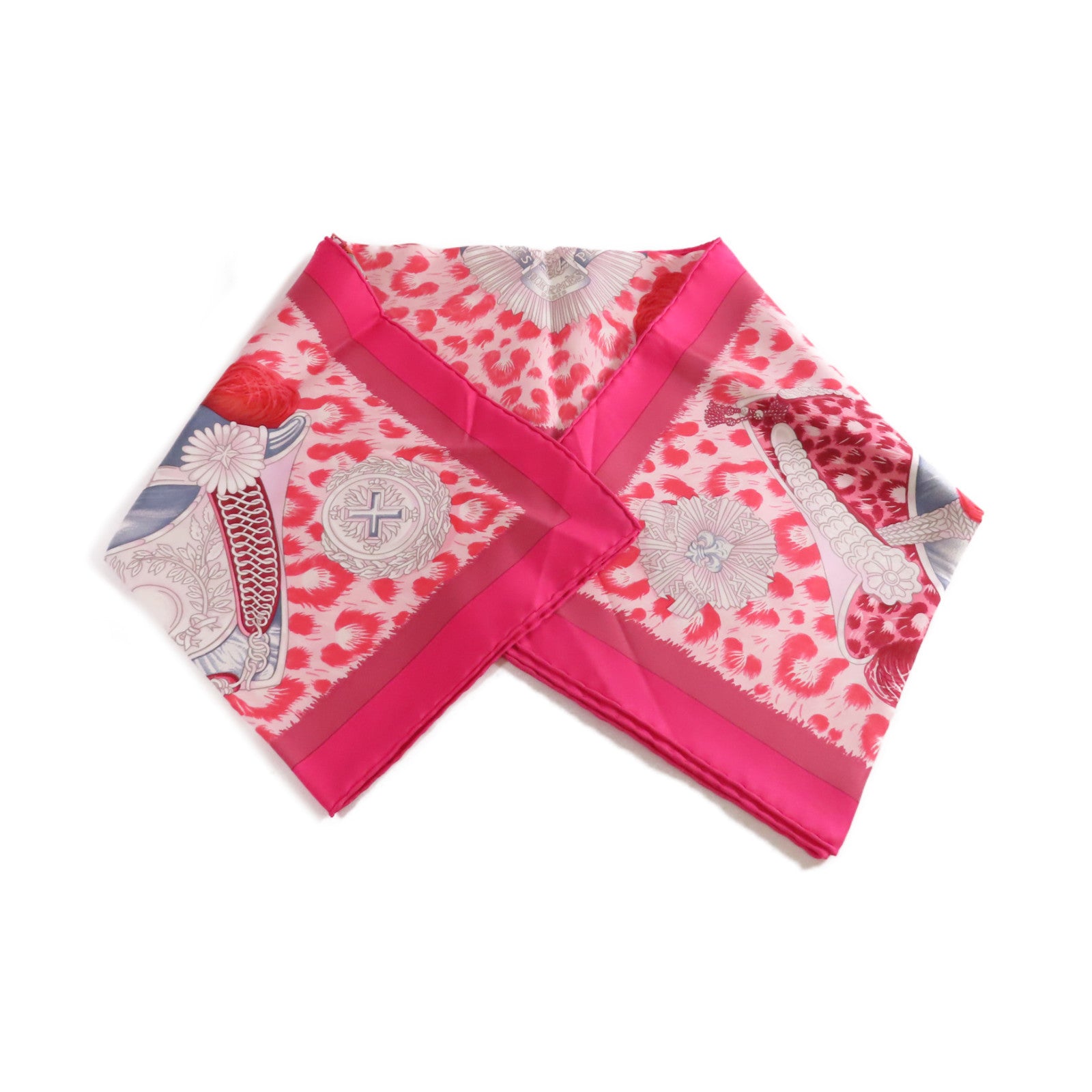 HERMES 【激減優惠】絲質90x90 Scarf絲巾粉紅色/白色/紅色/彩色