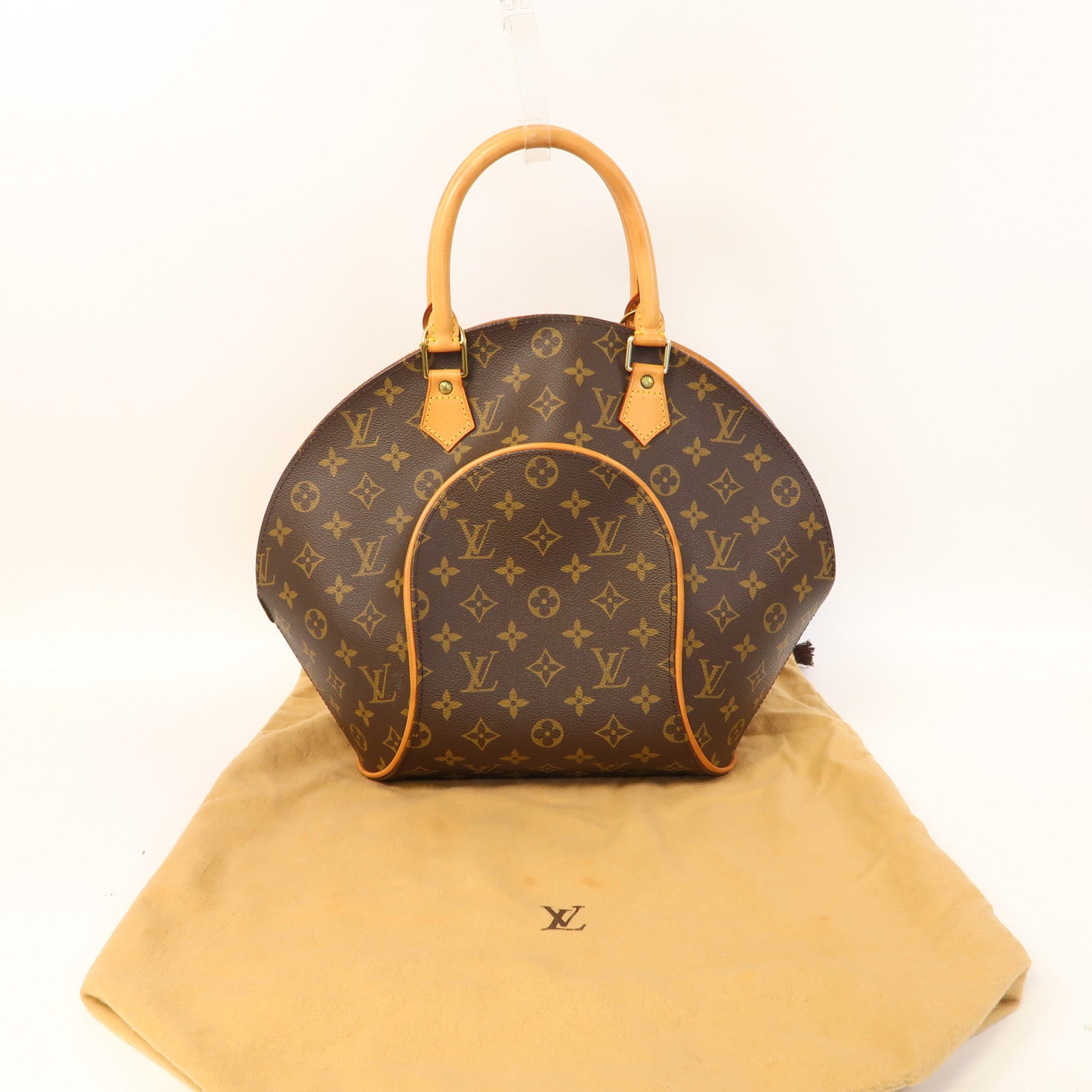 LOUIS VUITTON 【激減優惠】Monogram Ellipse MM金扣手挽袋啡色
