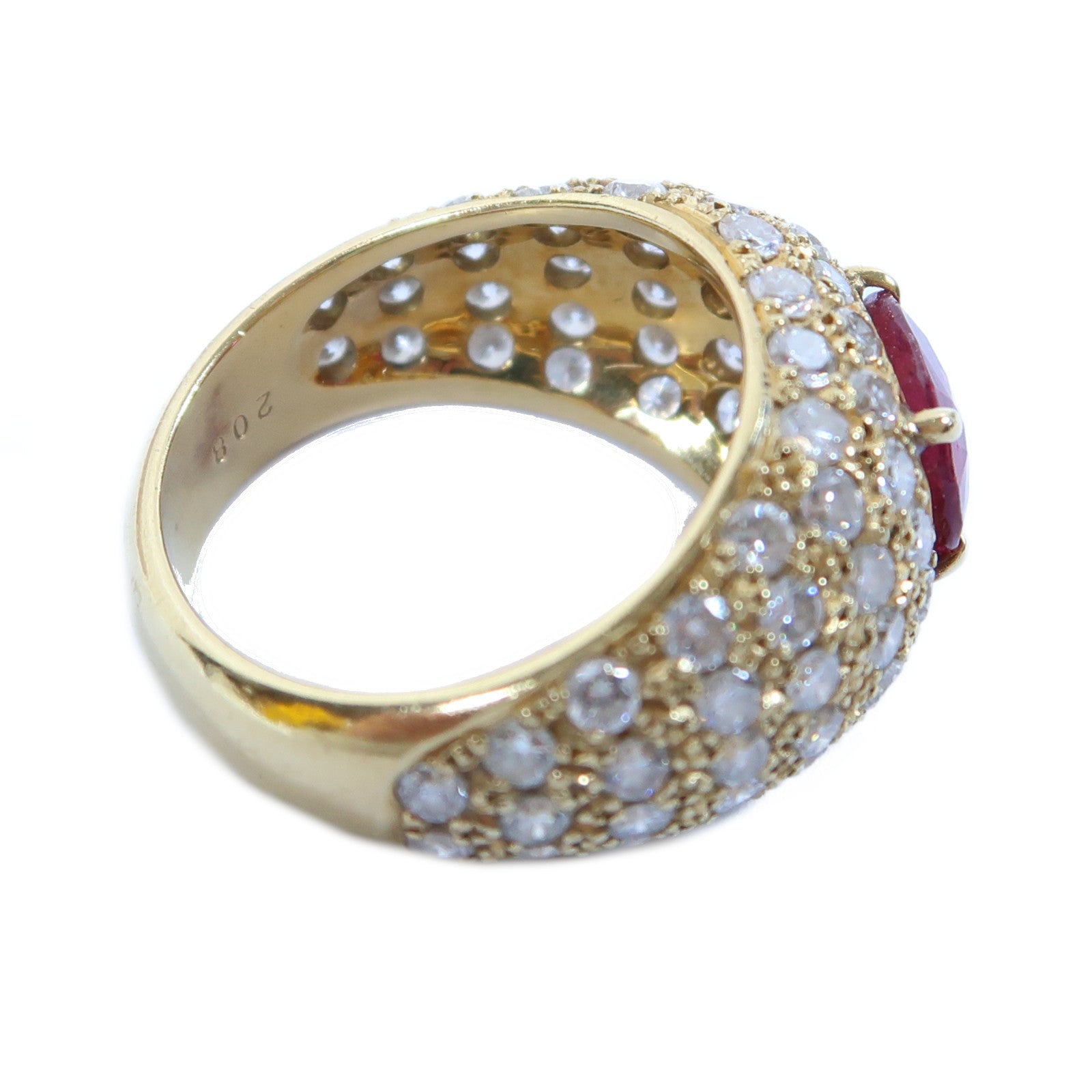 JEWELRY 【激減優惠】18K黃金Ruby Ring 2.864ct紅寶石/2.08ct鑽石戒指US#8.25