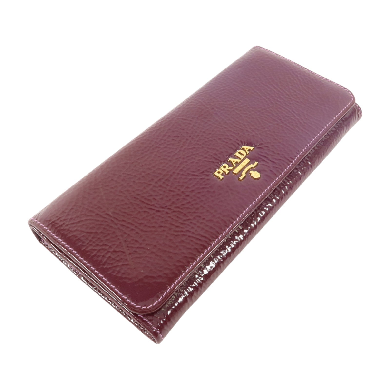PRADA 漆皮皮革Long Wallet金扣長錢包