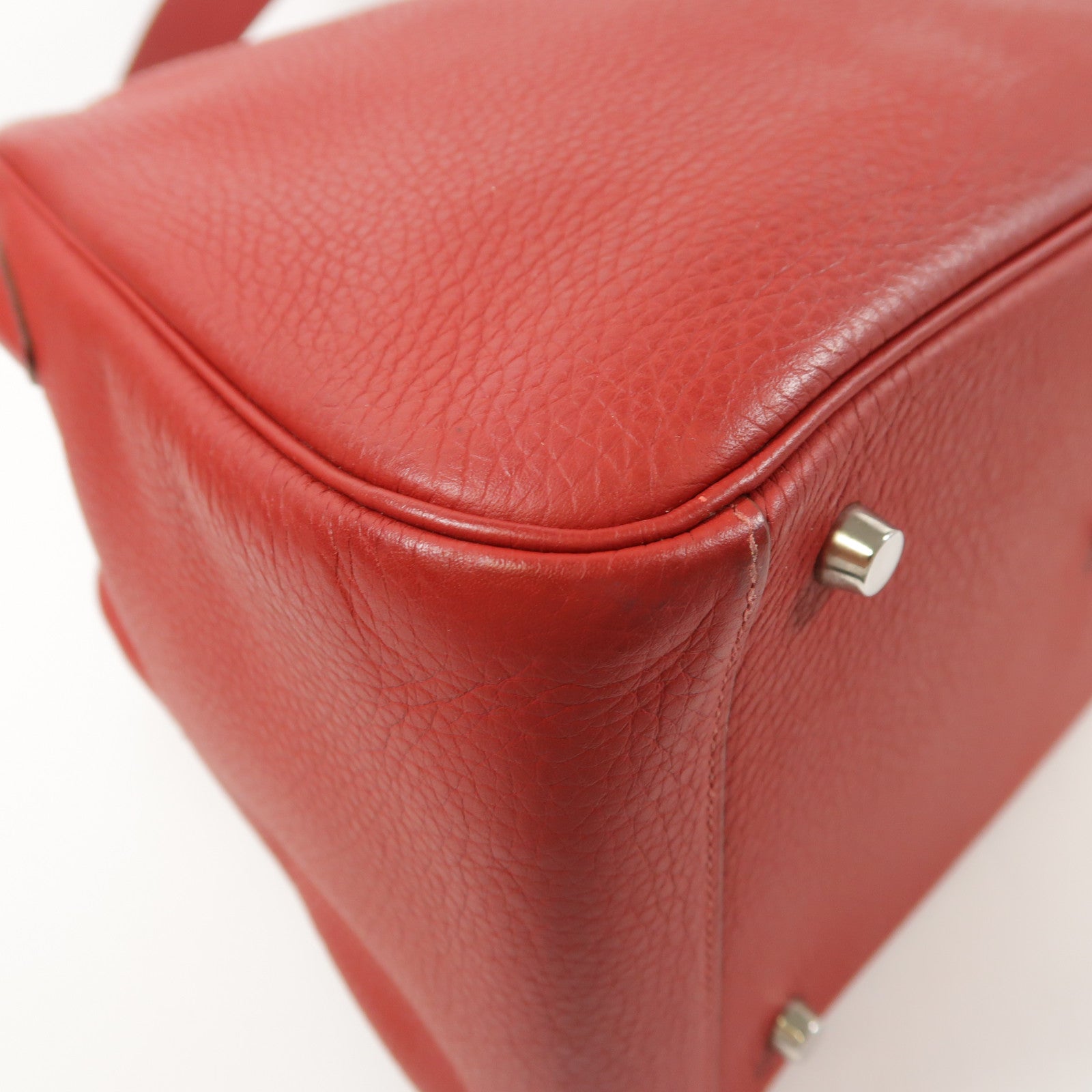 HERMES Clemence皮革Lindy 34銀扣手挽肩背兩用袋Rouge Casaqe