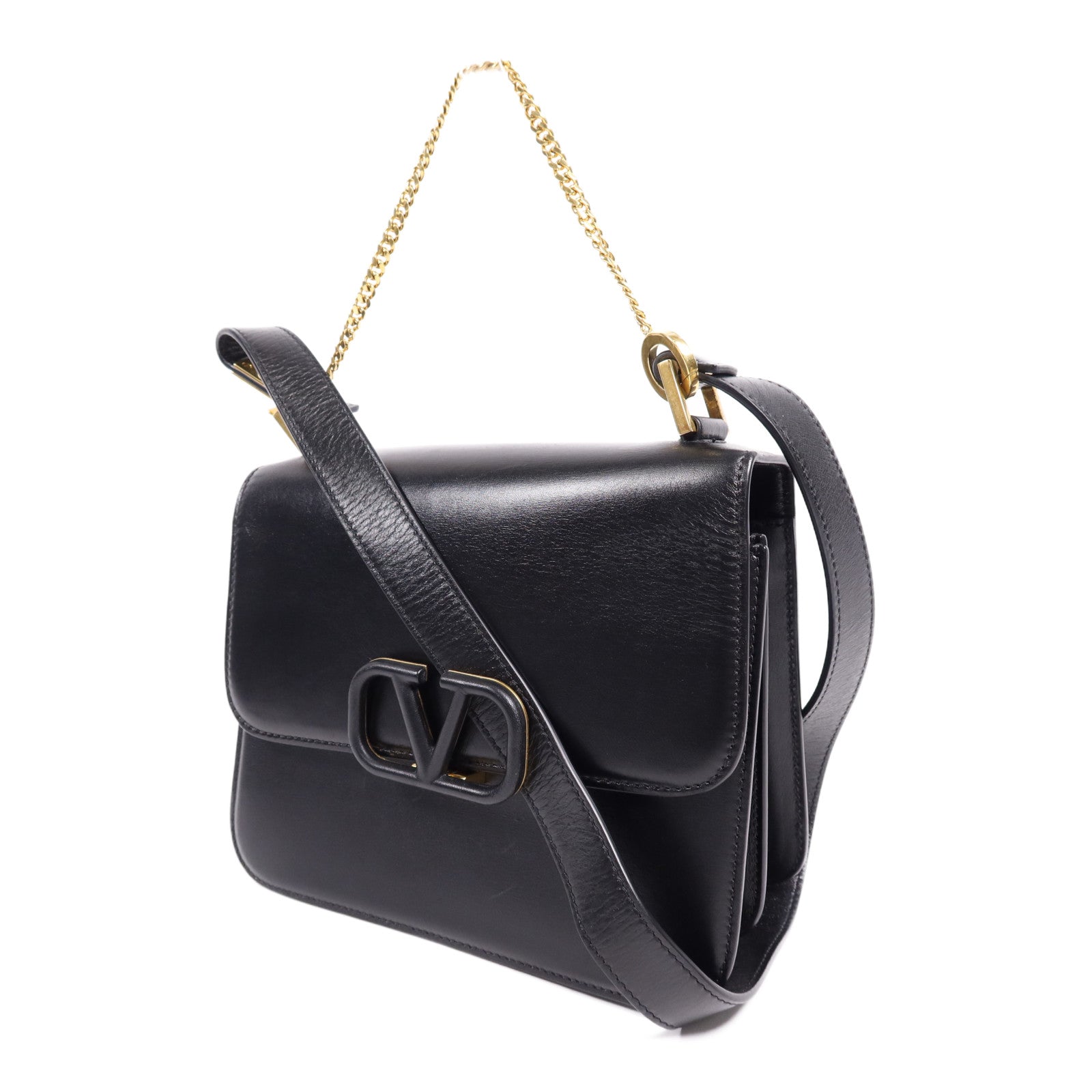 Valentino 【激減優惠】牛皮皮革Shoulder Bag銀扣肩背袋