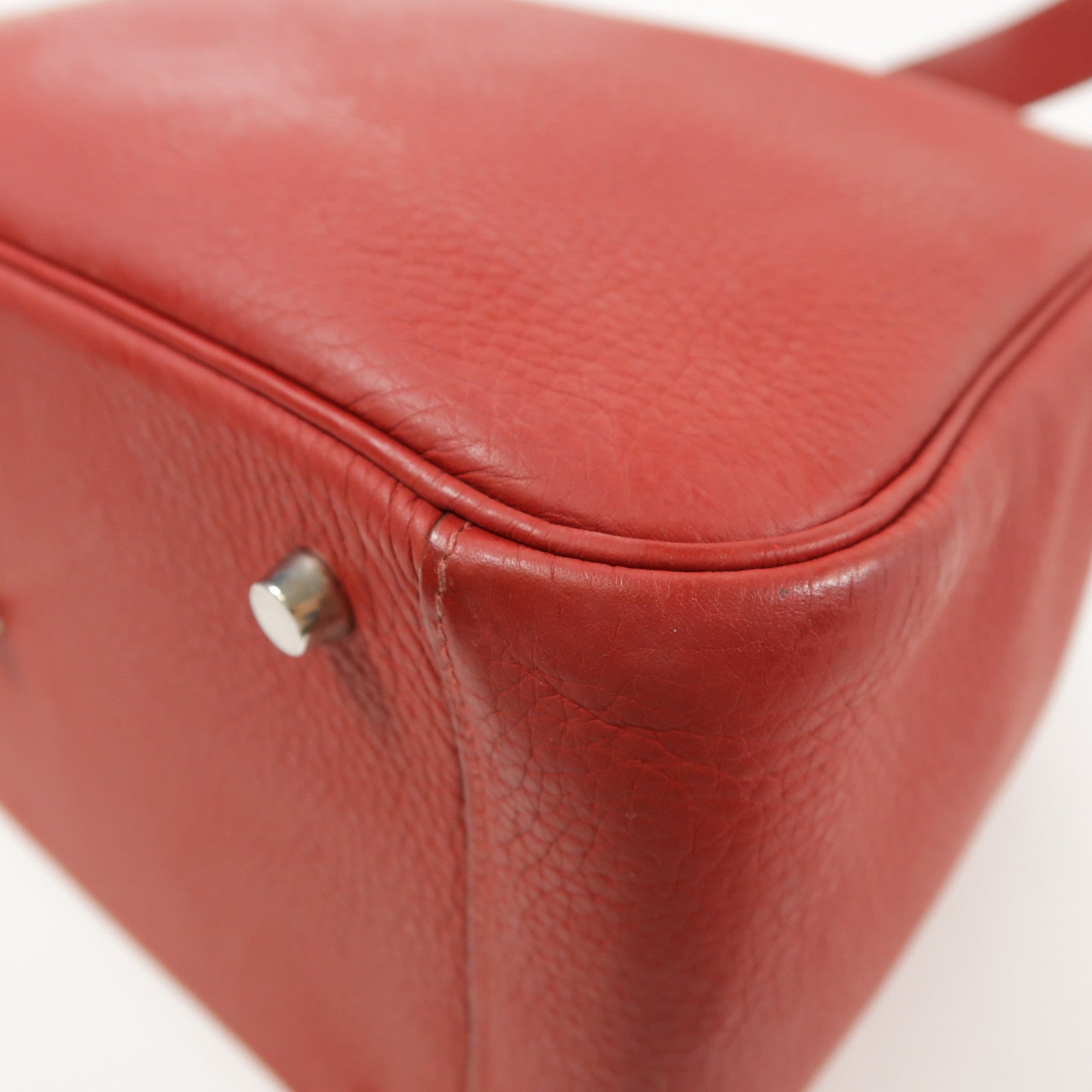 HERMES Clemence皮革Lindy 34銀扣手挽肩背兩用袋Rouge Casaqe