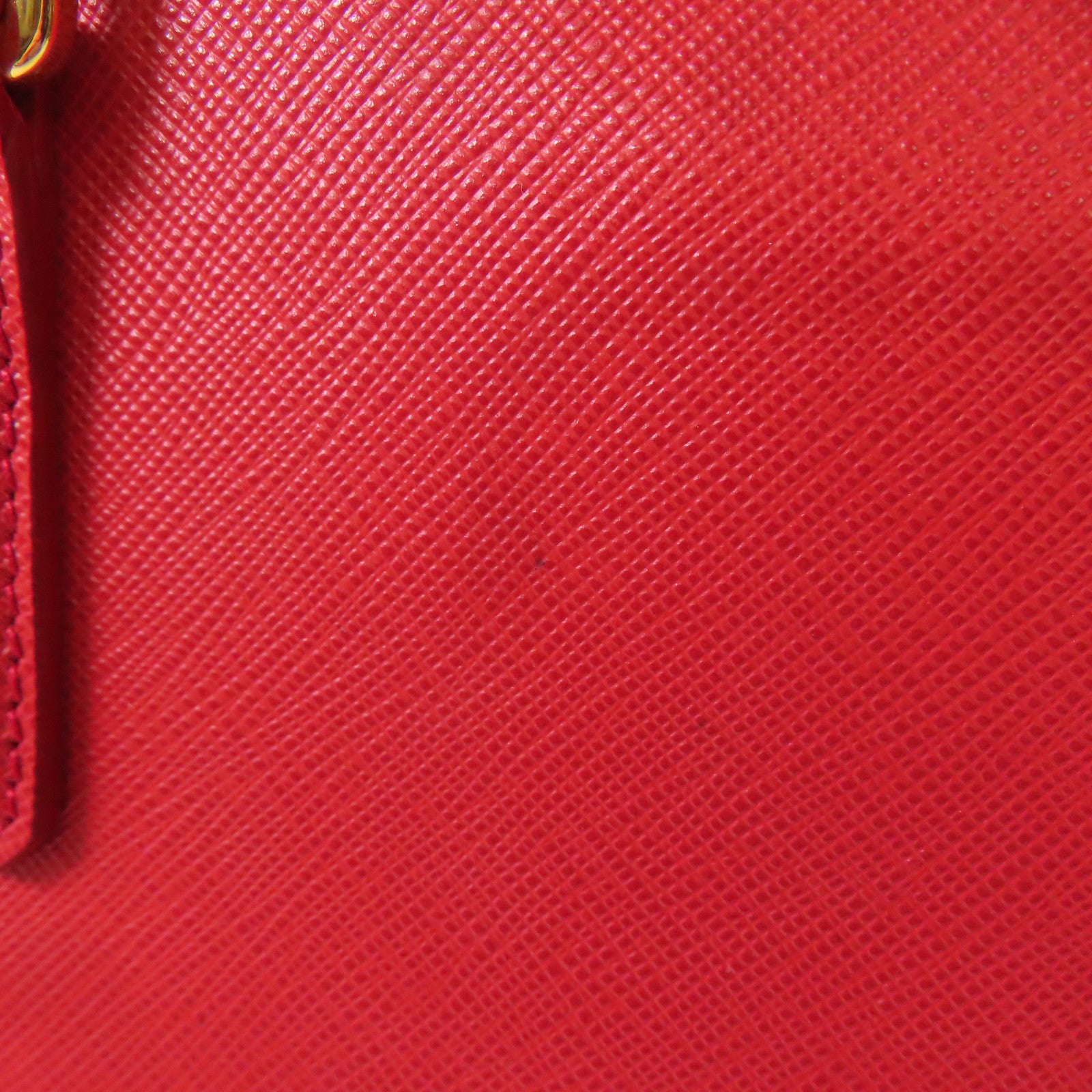 PRADA 牛皮皮革Saffiano Lux Bag金扣手挽肩背兩用袋紅色