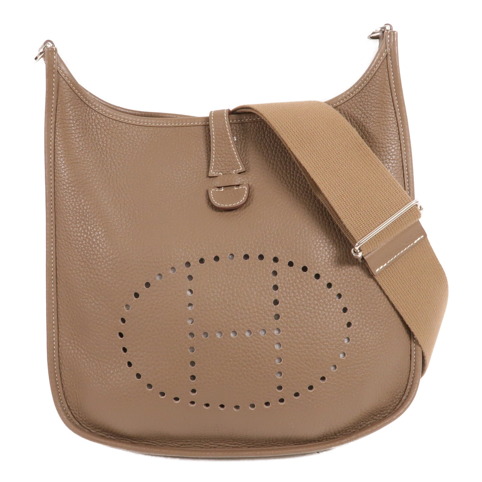 HERMES Clemence皮革Evelyne PM 肩背袋Etoupe