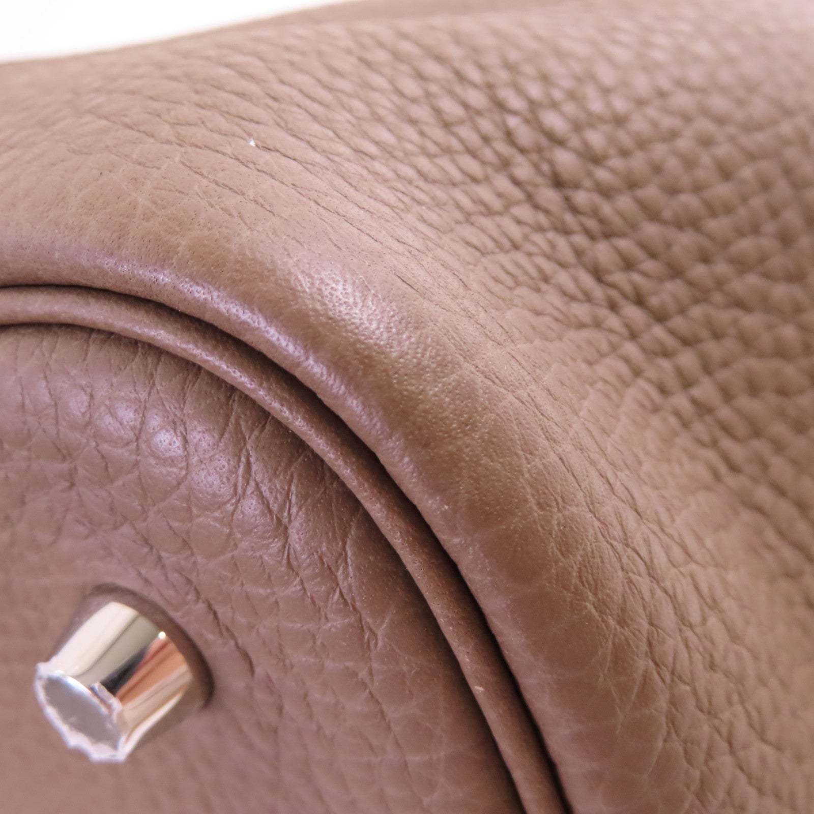 HERMES Clemence皮革Picotin MM Tote Bag銀扣手挽袋Etoupe/大象灰色