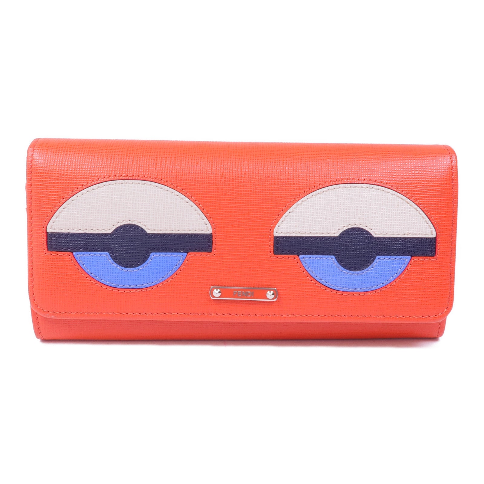 FENDI 皮革Long Wallet銀扣長錢包