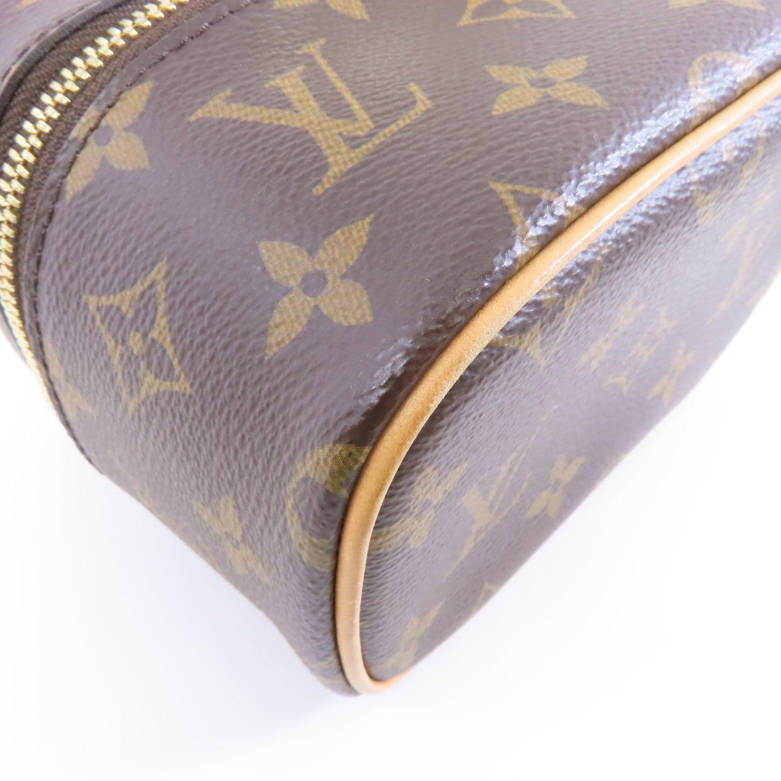 LOUIS VUITTON Monogram Nice Nano金扣手挽袋棕色