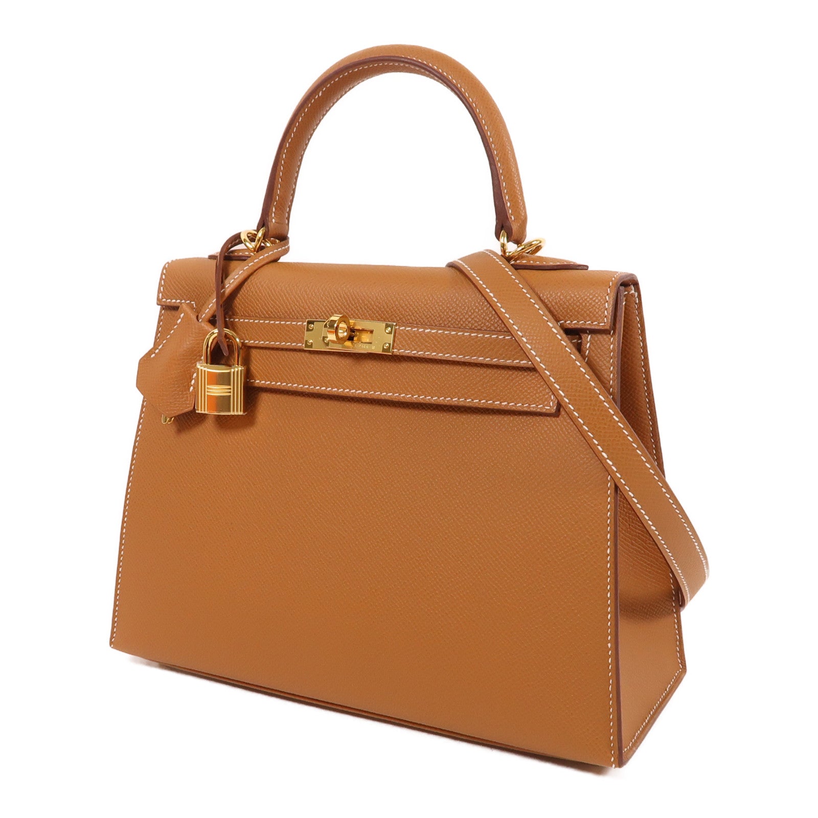 HERMES Epsom皮革Kelly 25金扣手挽肩背兩用袋金色