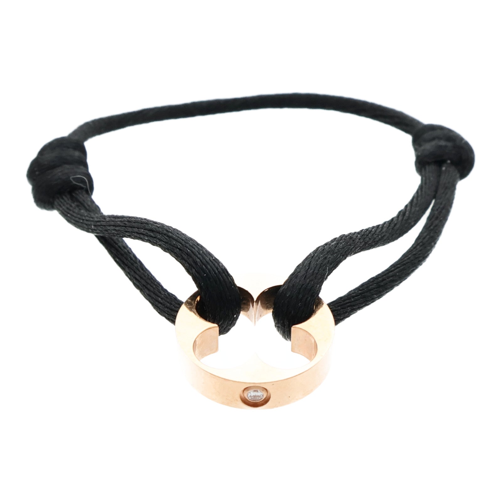 LOUIS VUITTON 18K玫瑰金/聚酯纖維Empreinte Cord 4Dia Bracelet鑽石手鐲