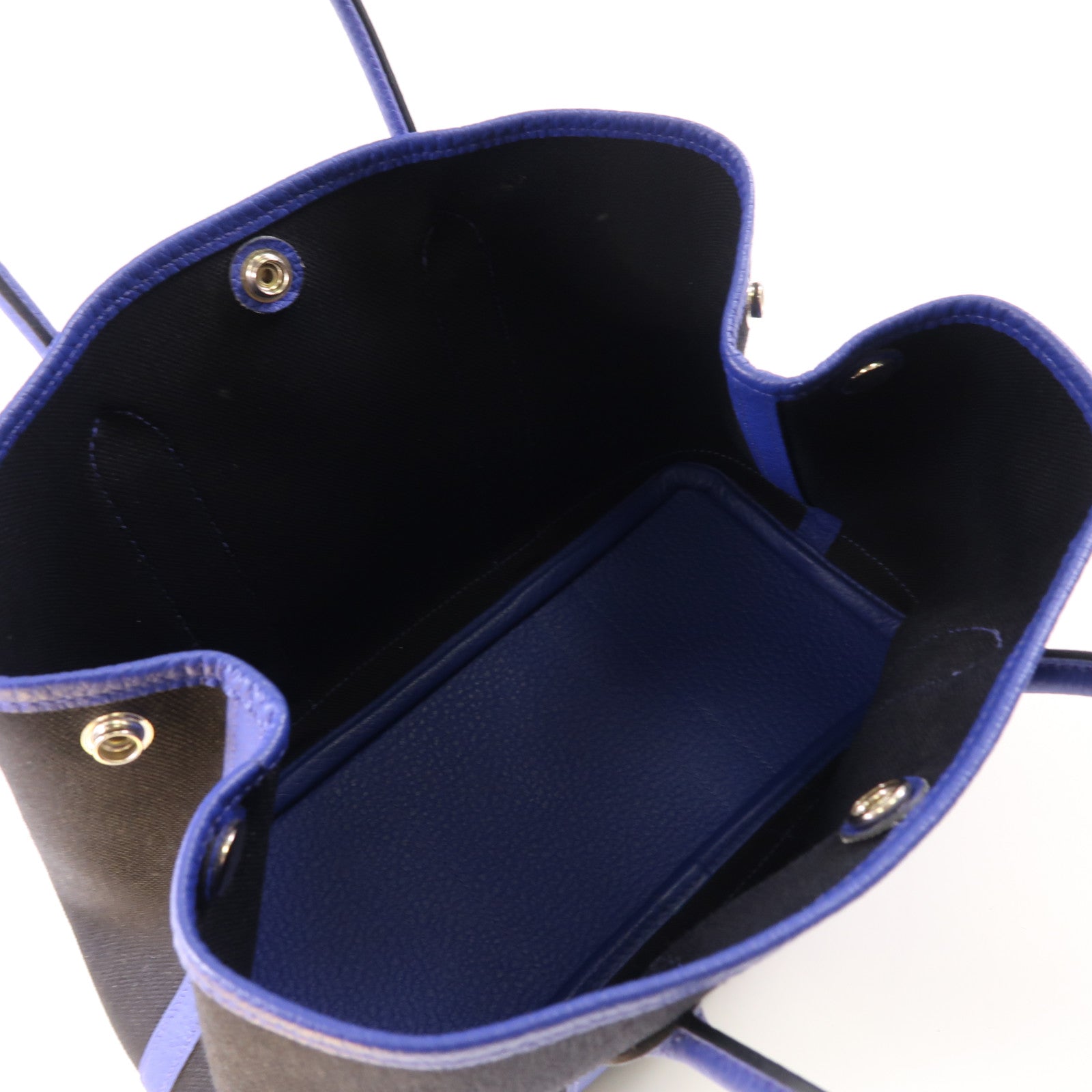 HERMES PHW Garden Party PM Tote Bag Canvas Blue/Black