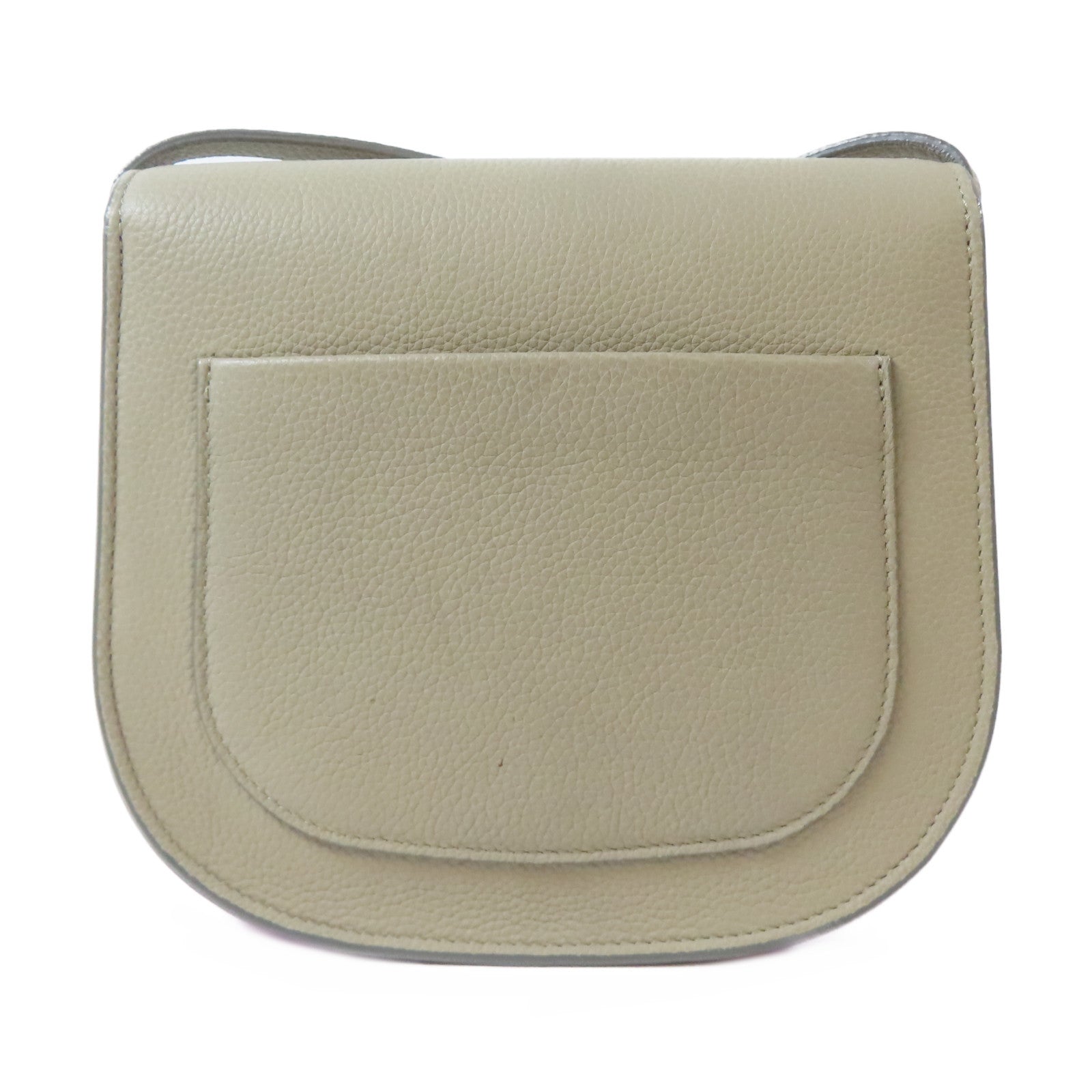 CELINE 牛皮皮革Trotteur bag銀扣肩背袋米色/紫色