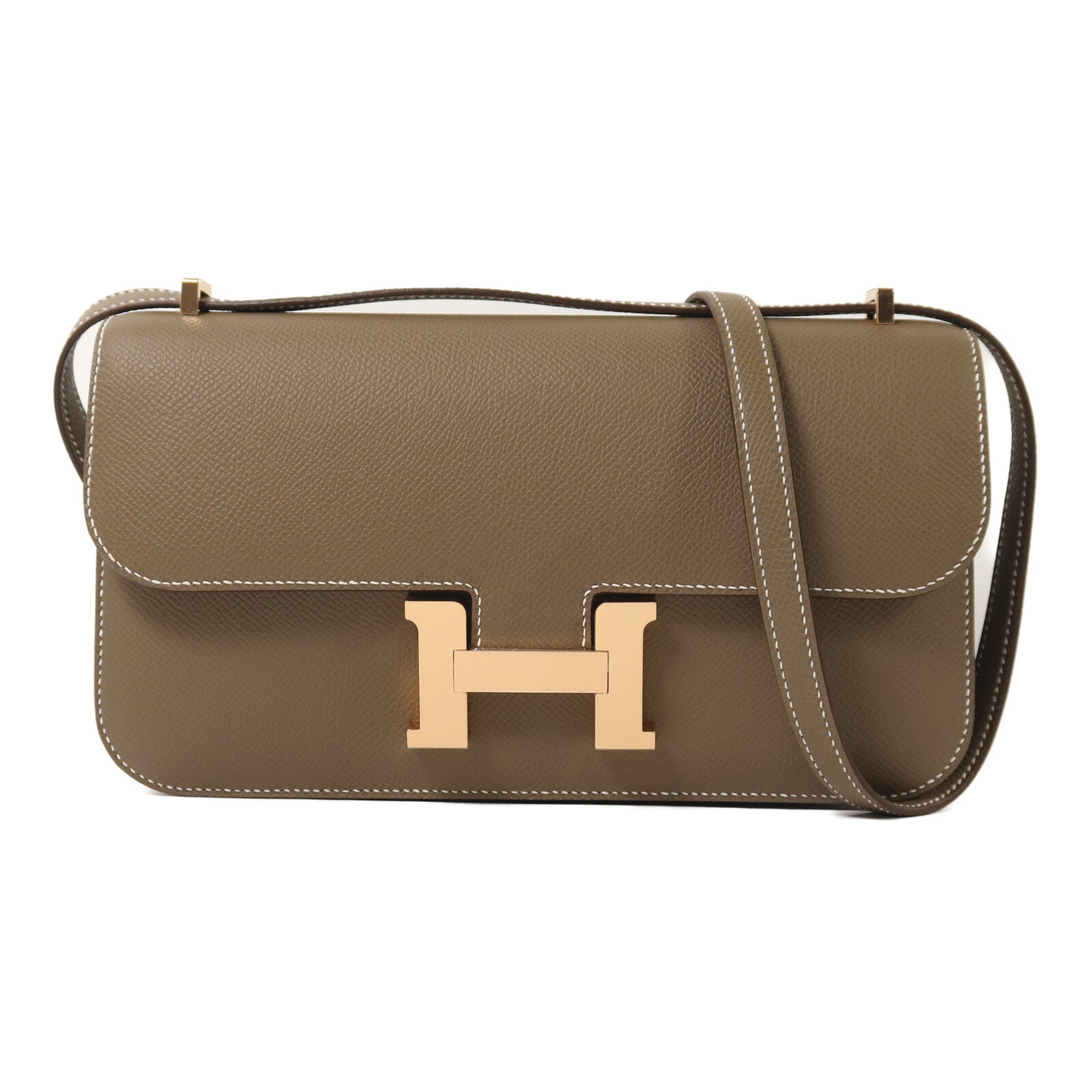 HERMES Epsom皮革Constance Elan金扣肩背袋Etoupe