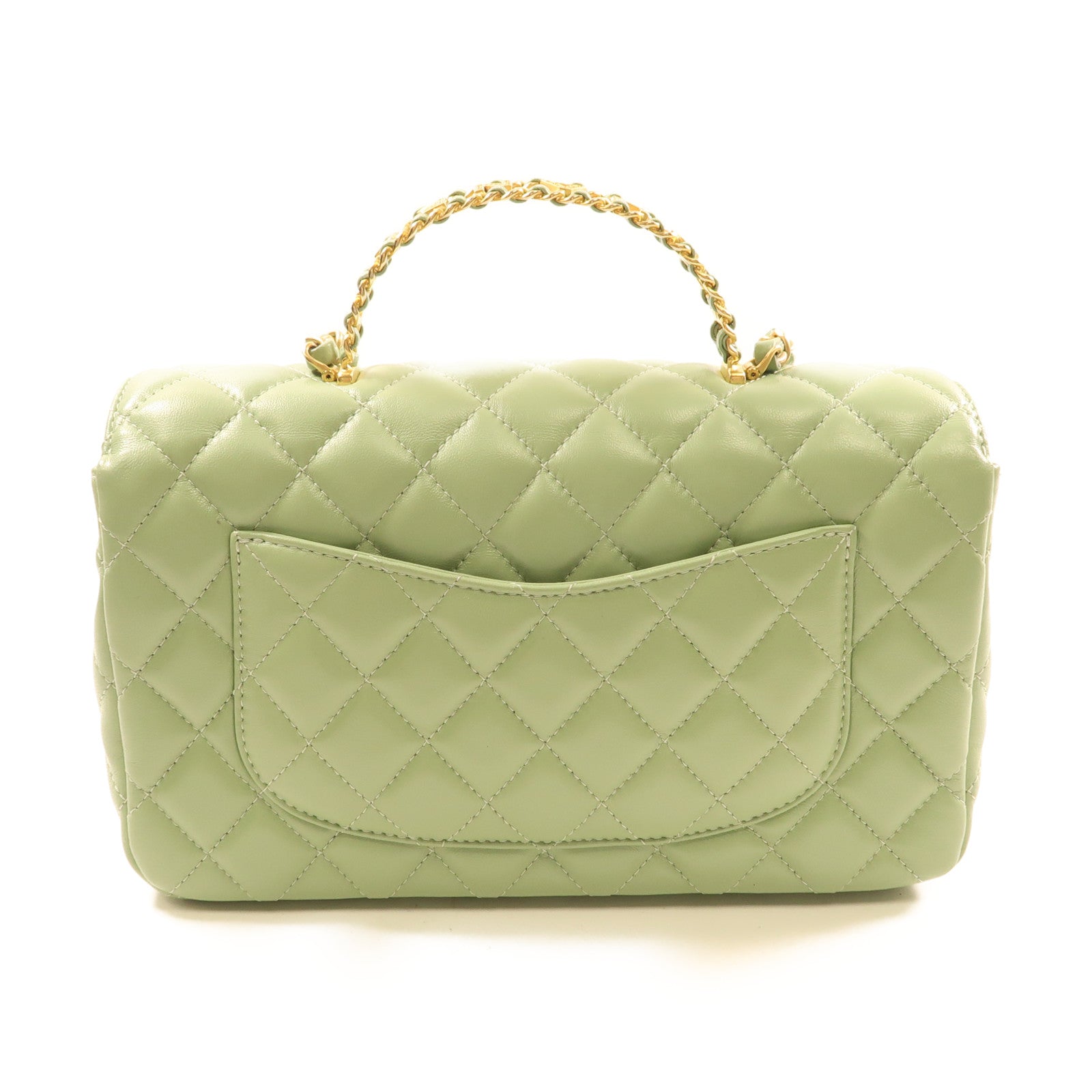 CHANEL 羊皮皮革2Way Shoulder金扣鏈帶手挽肩背兩用袋