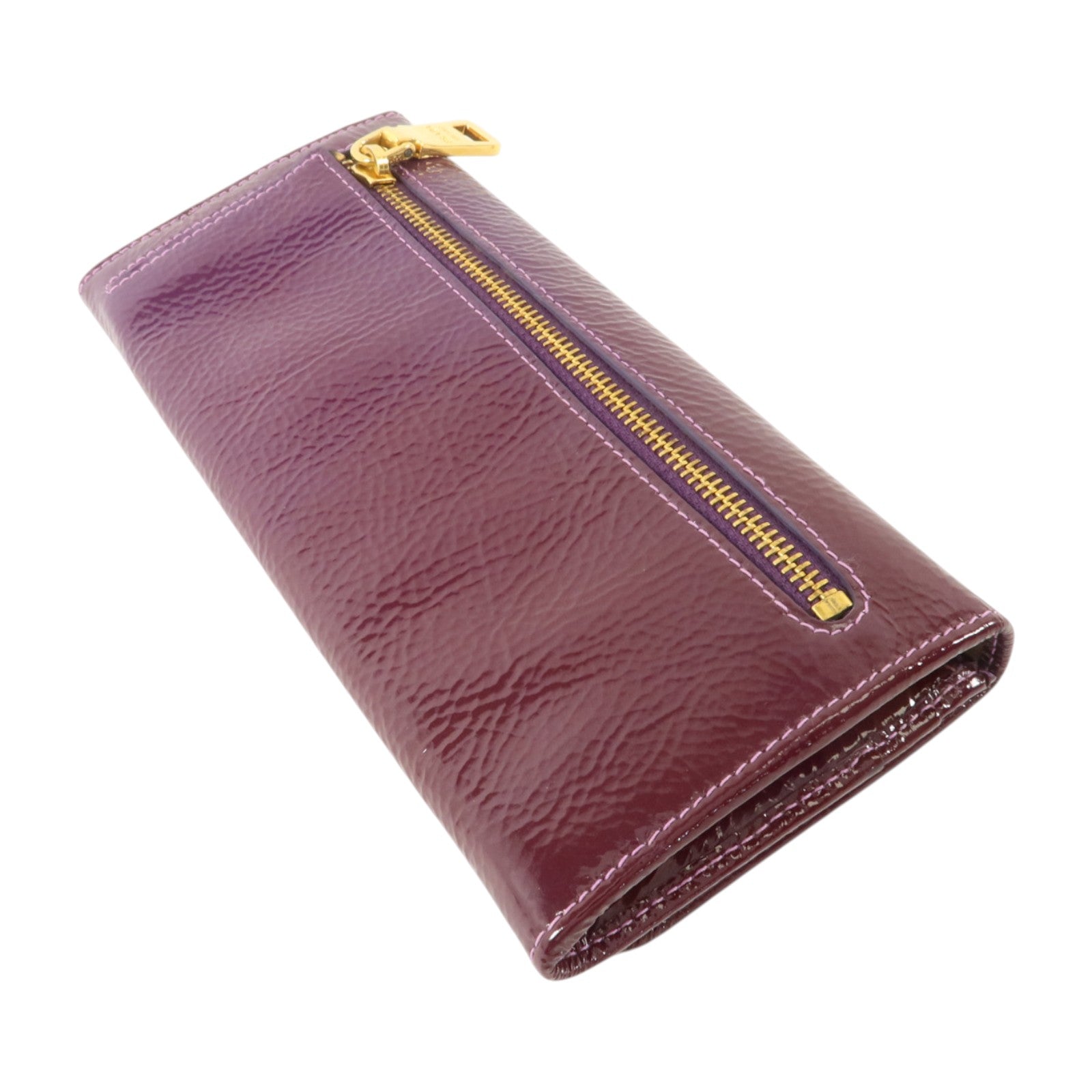 PRADA 漆皮皮革Long Wallet金扣長錢包