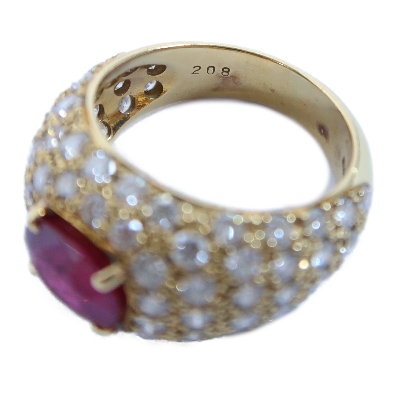JEWELRY 【激減優惠】18K黃金Ruby Ring 2.864ct紅寶石/2.08ct鑽石戒指US#8.25