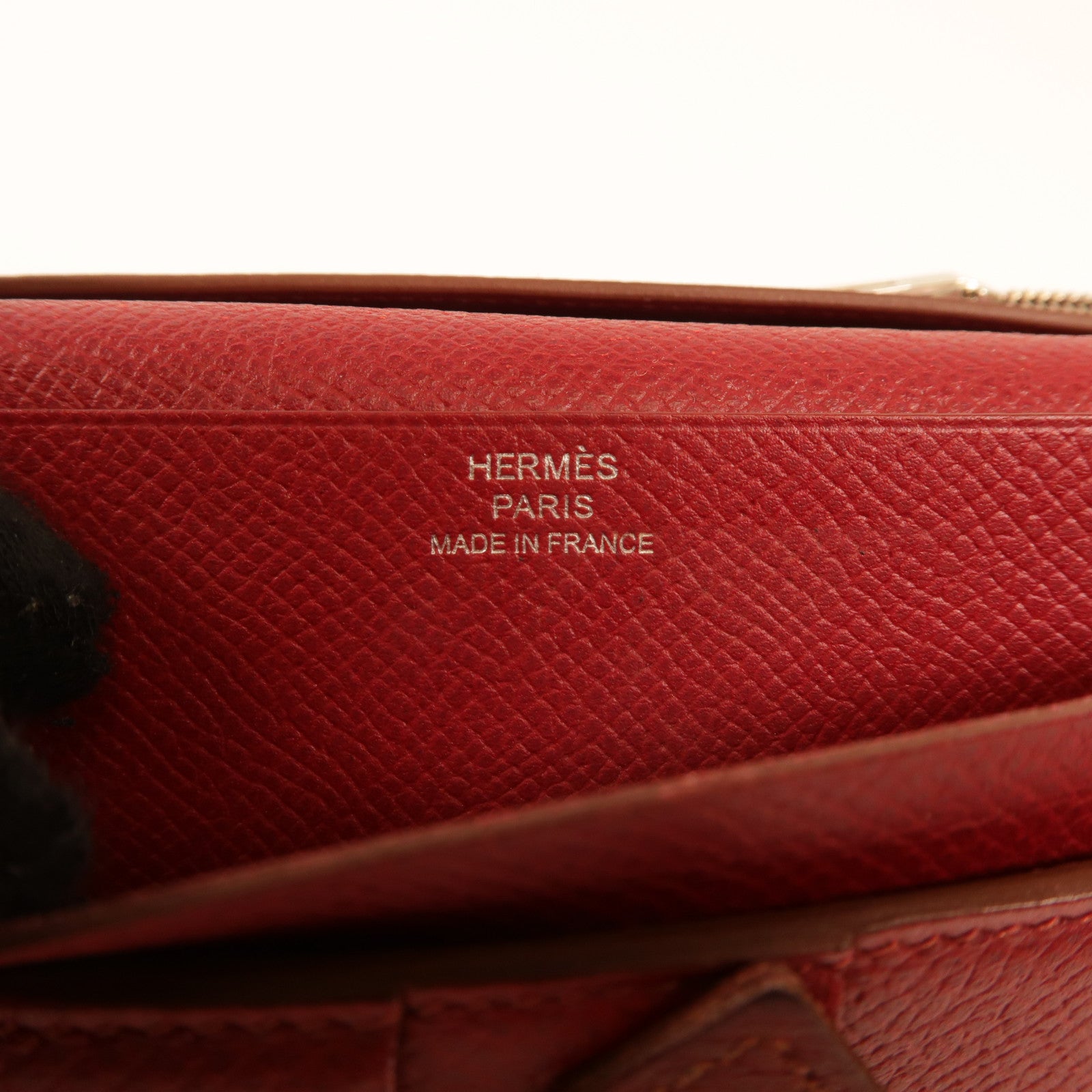 HERMES Evercolor皮革Bearn Long Wallet銀扣長錢包Rouge Grenade