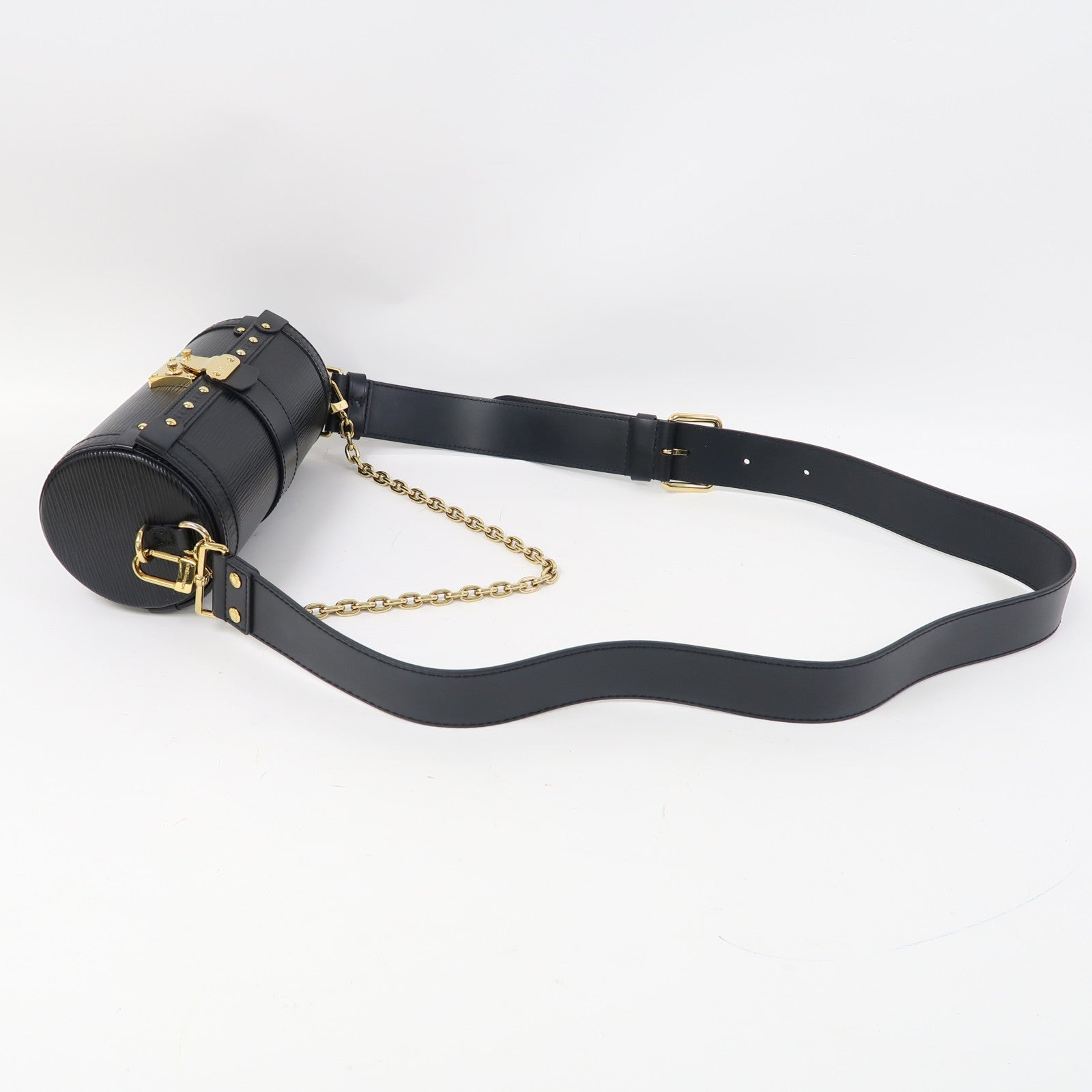 LOUIS VUITTON Epi Papillon Trunk金扣手挽肩背兩用袋黑色