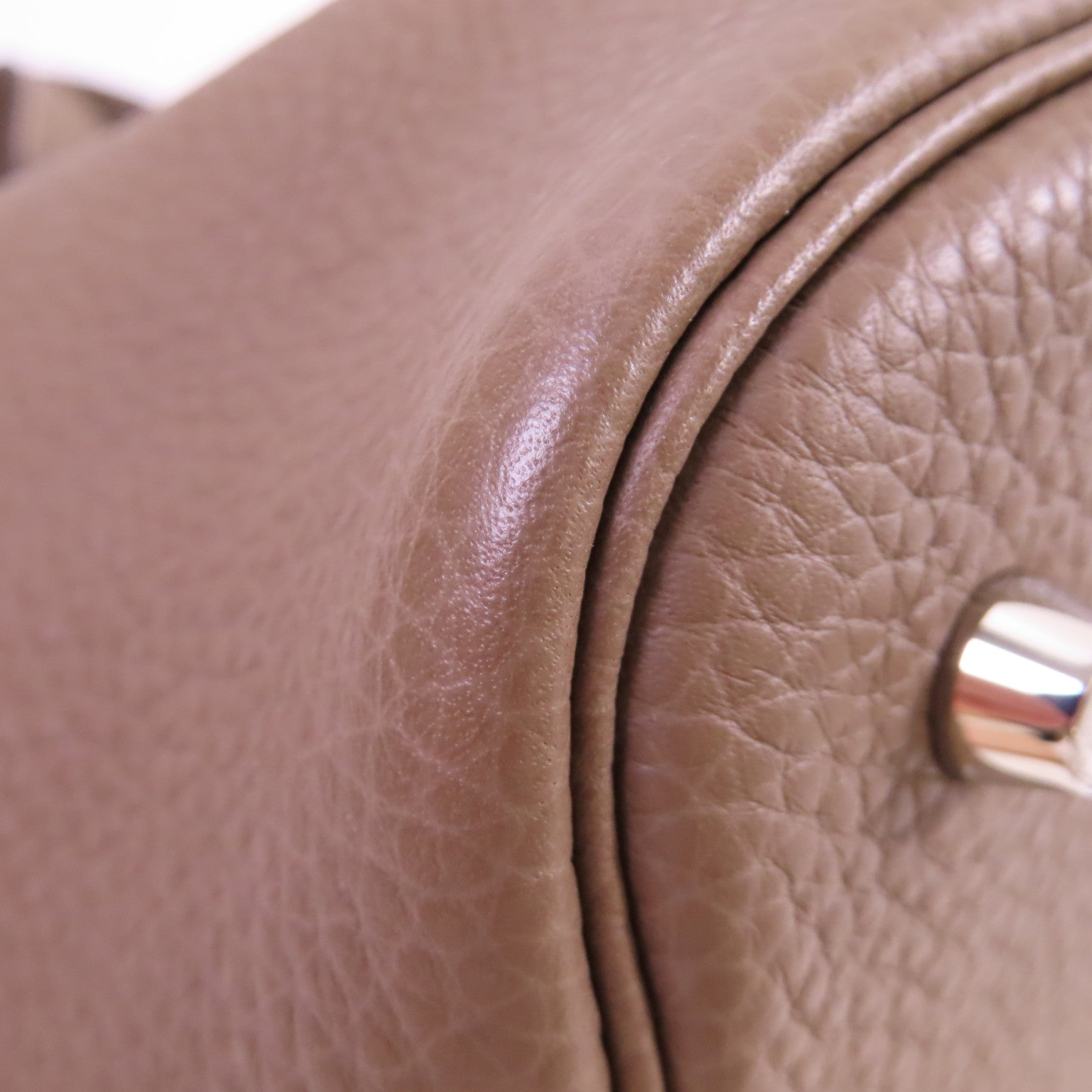 HERMES Clemence皮革Picotin MM Tote Bag銀扣手挽袋Etoupe/大象灰色