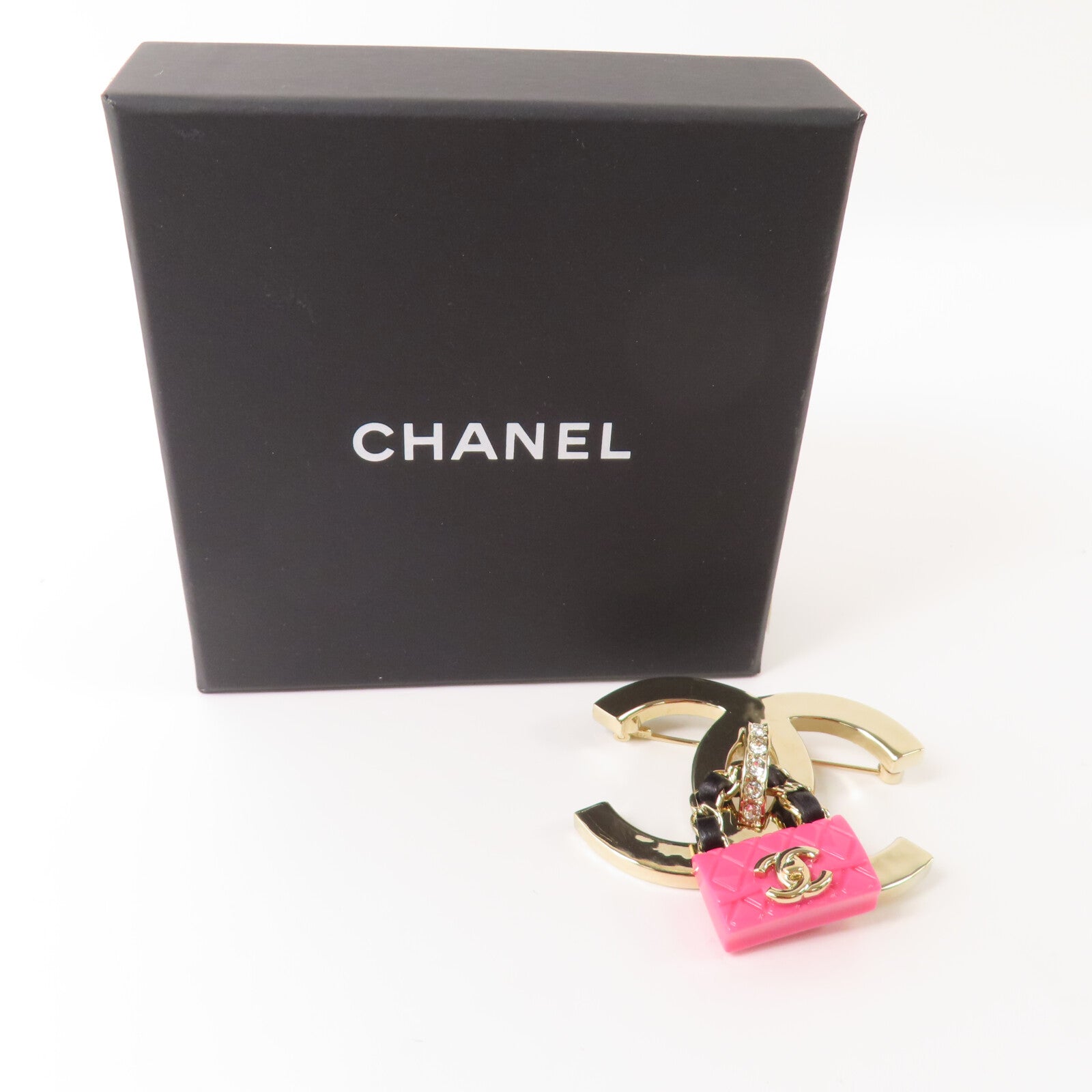 CHANEL 金屬/水鑽Brooch金扣胸針