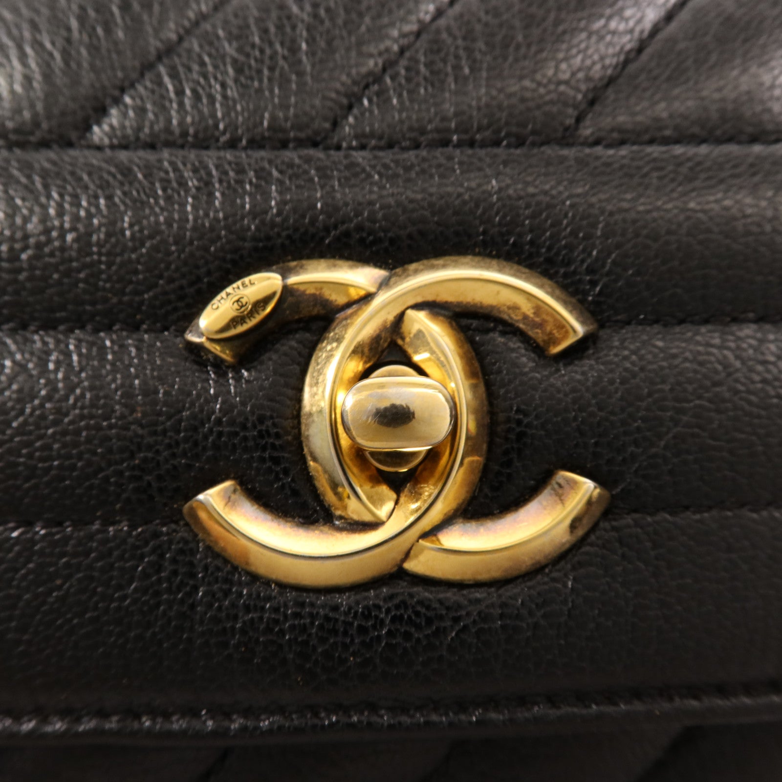 CHANEL 牛皮皮革Coco Mark Quilted Flap金扣鏈帶肩背袋