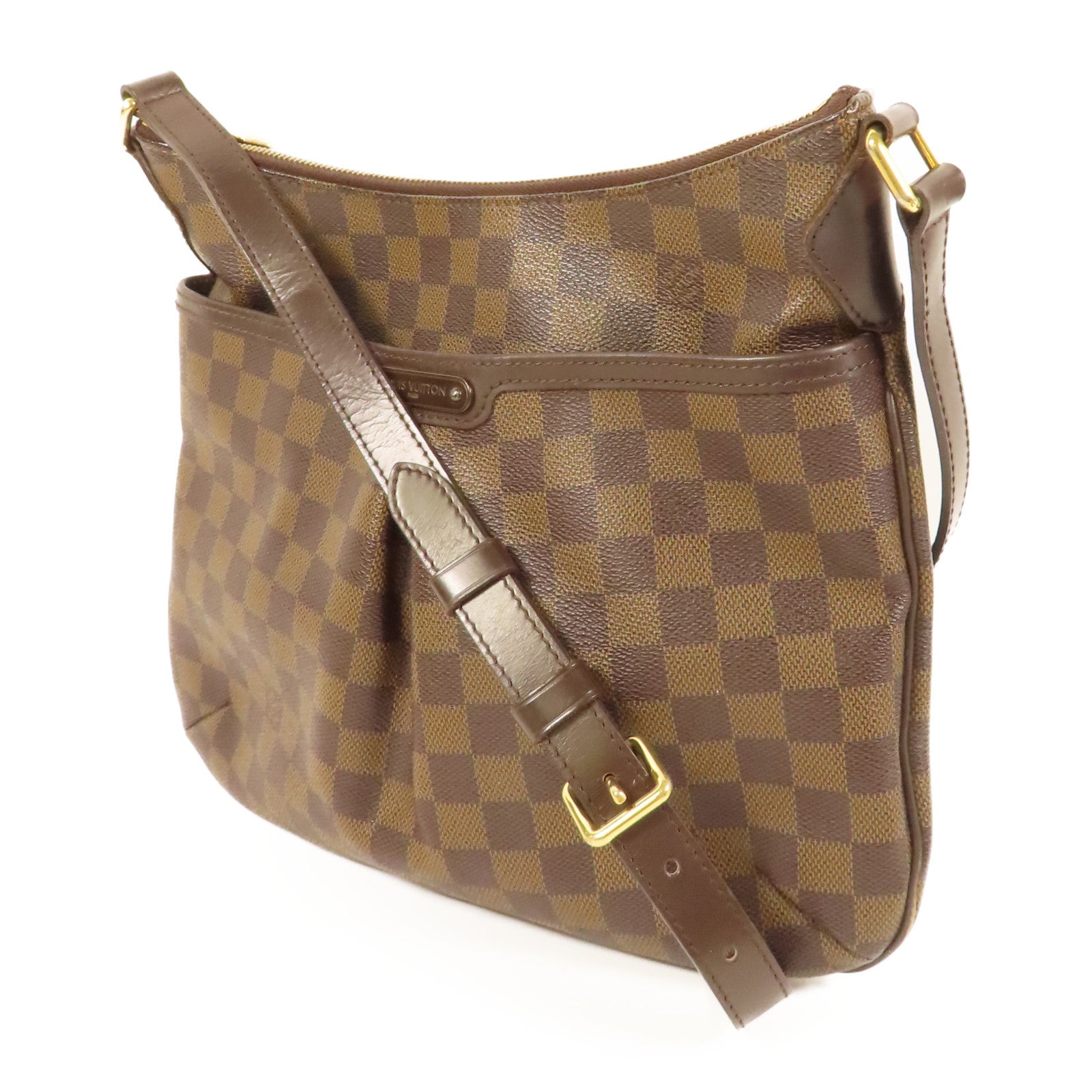 LOUIS VUITTON Damier Bloomsbury PM金扣肩背袋棕色