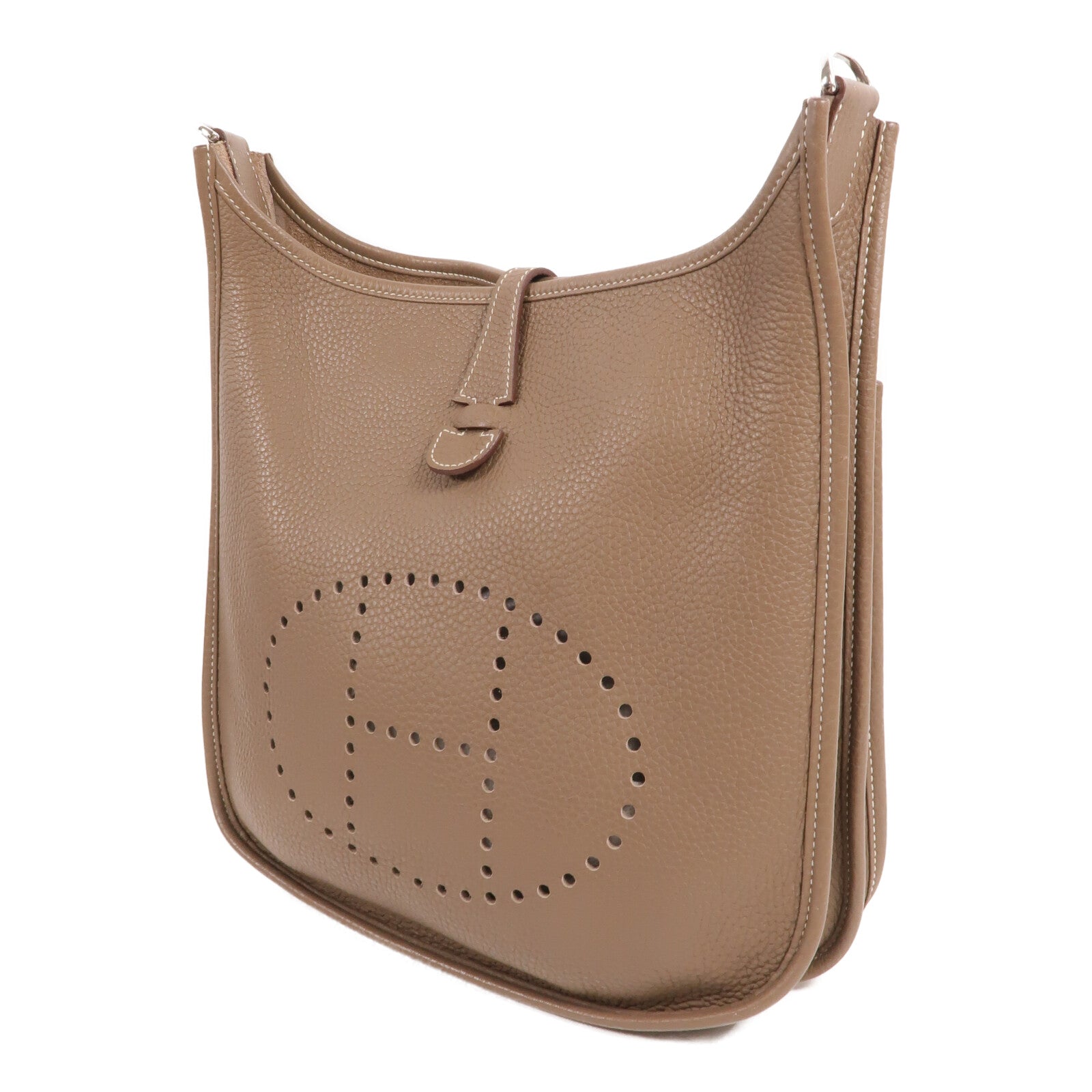 HERMES Clemence皮革Evelyne PM 肩背袋Etoupe