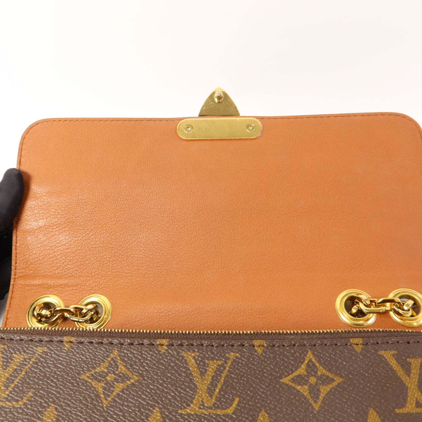 LOUIS VUITTON Monogram Marceau金扣鏈帶肩背袋棕色