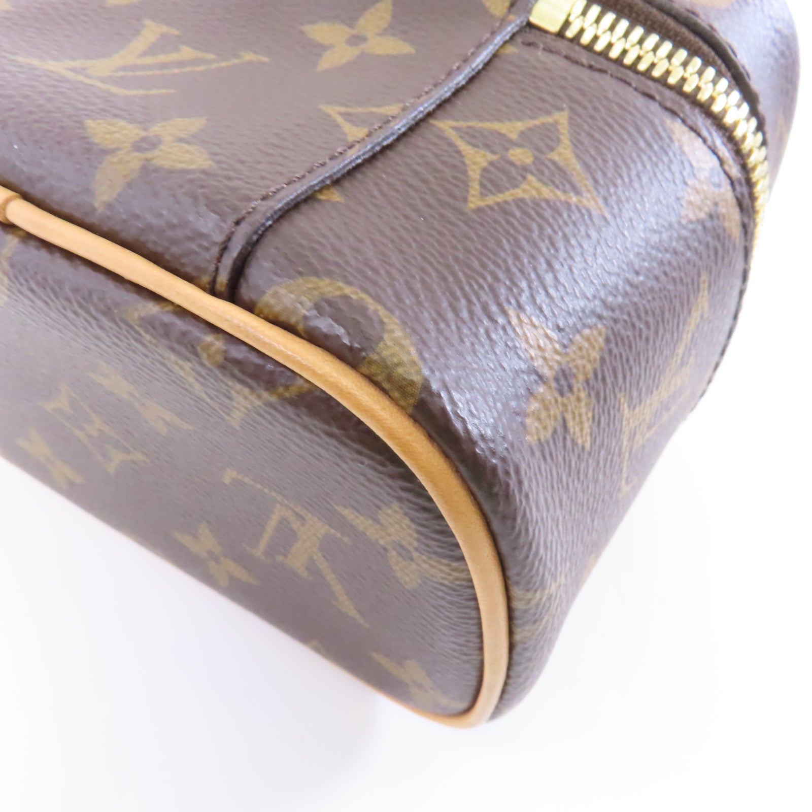 LOUIS VUITTON Monogram Nice Nano金扣手挽袋棕色
