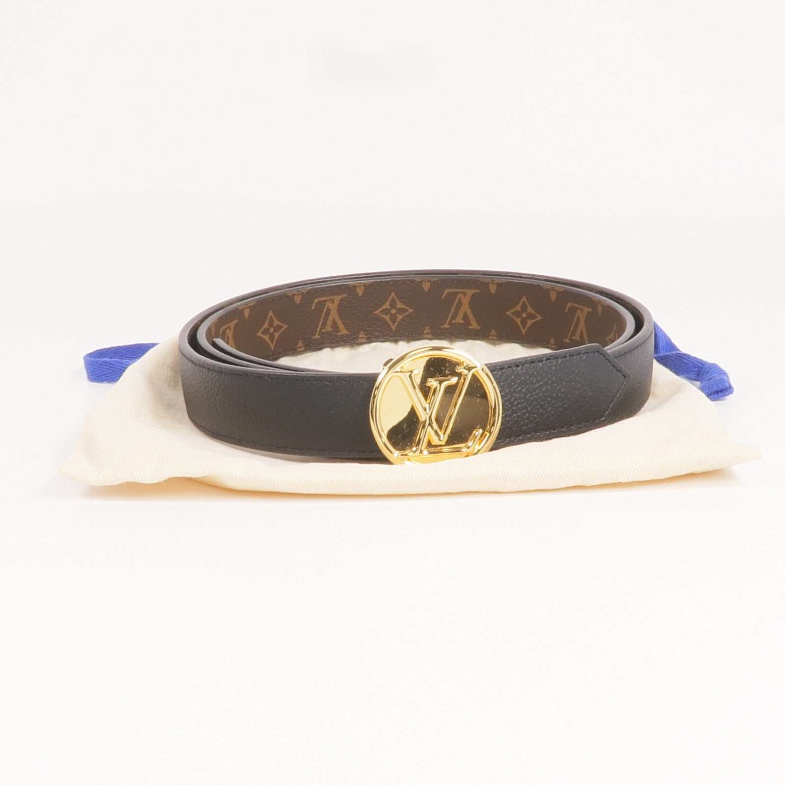 LOUIS VUITTON Monogram Circle Gold Reversible Belt金扣皮帶