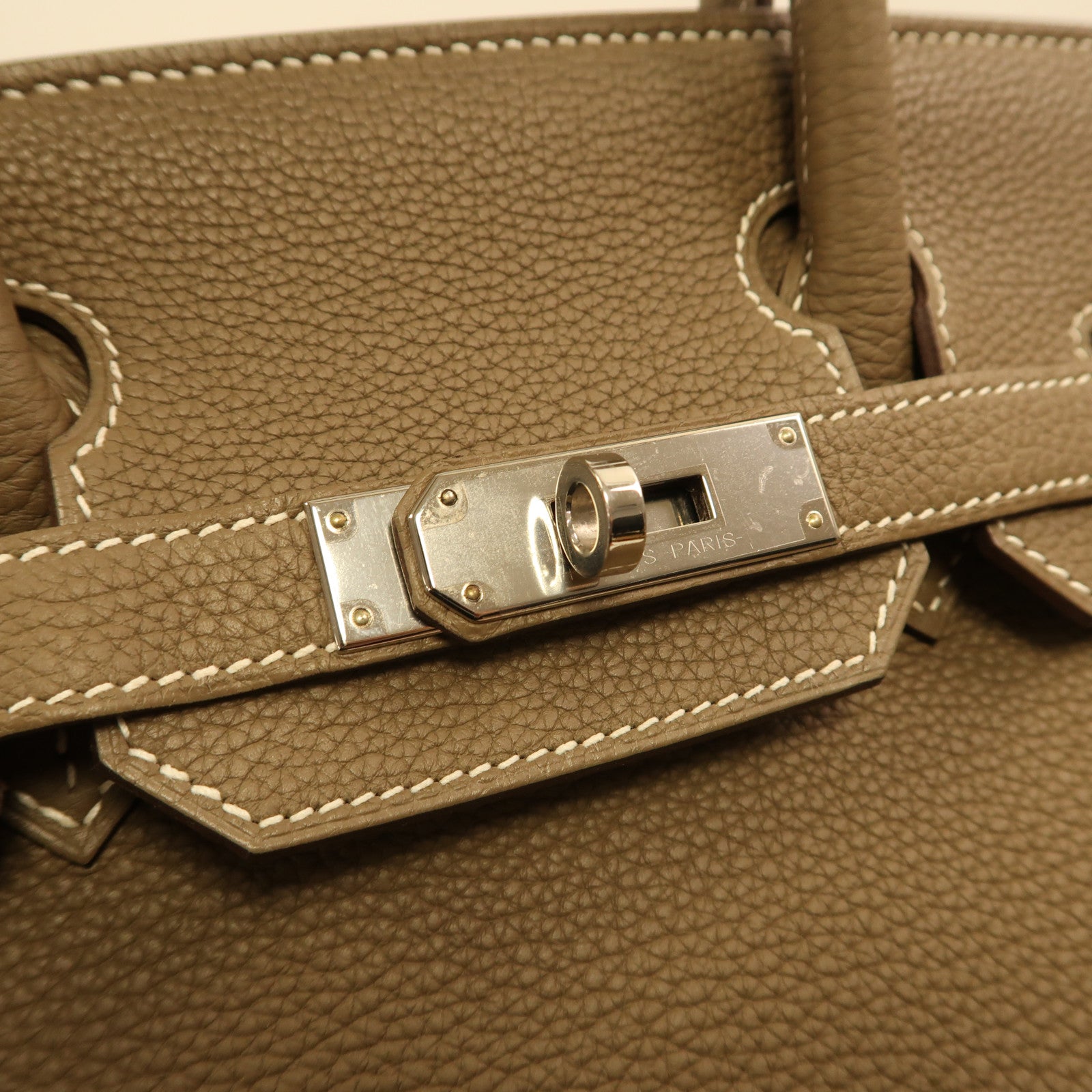 HERMES Togo皮革Birkin 30銀扣手挽袋大象灰色