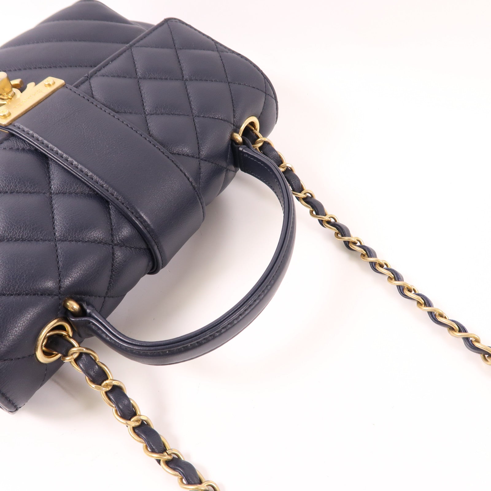 CHANEL 牛皮皮革Shoulder Bag金扣鏈帶手挽肩背兩用袋