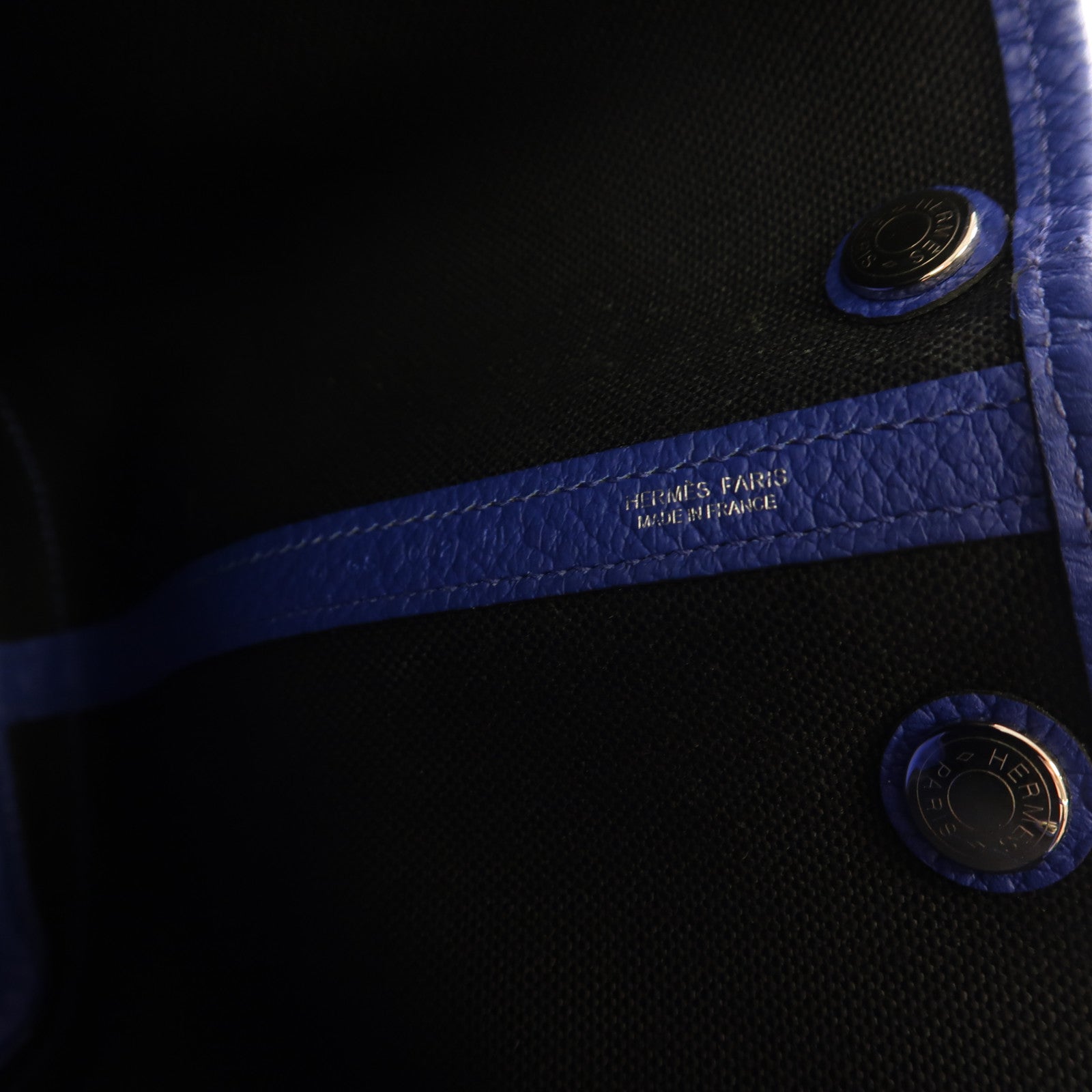 HERMES PHW Garden Party PM Tote Bag Canvas Blue/Black