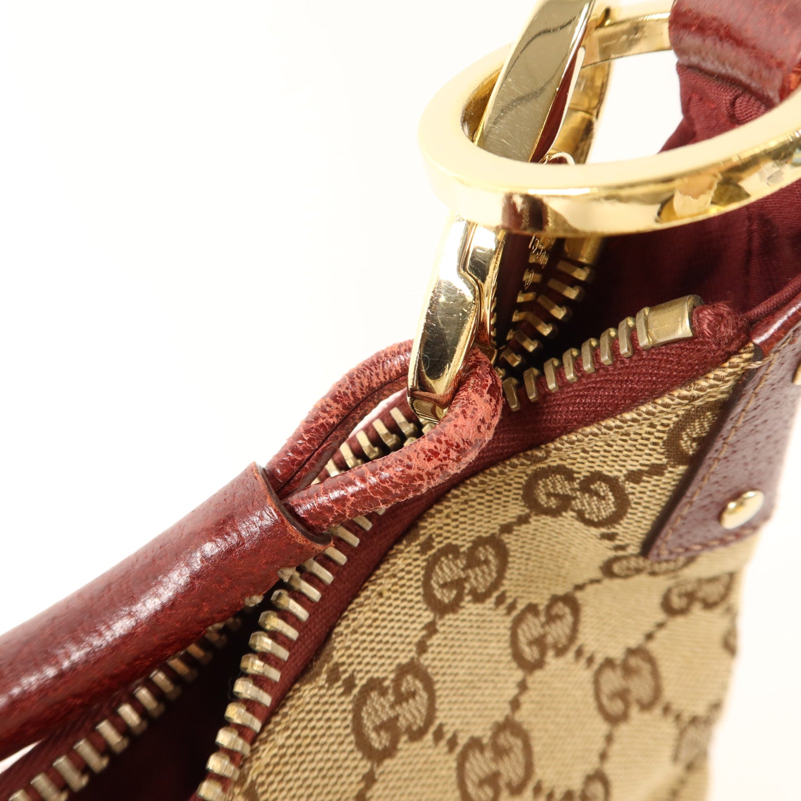 GUCCI 帆布Shoulder Bag金扣肩背袋