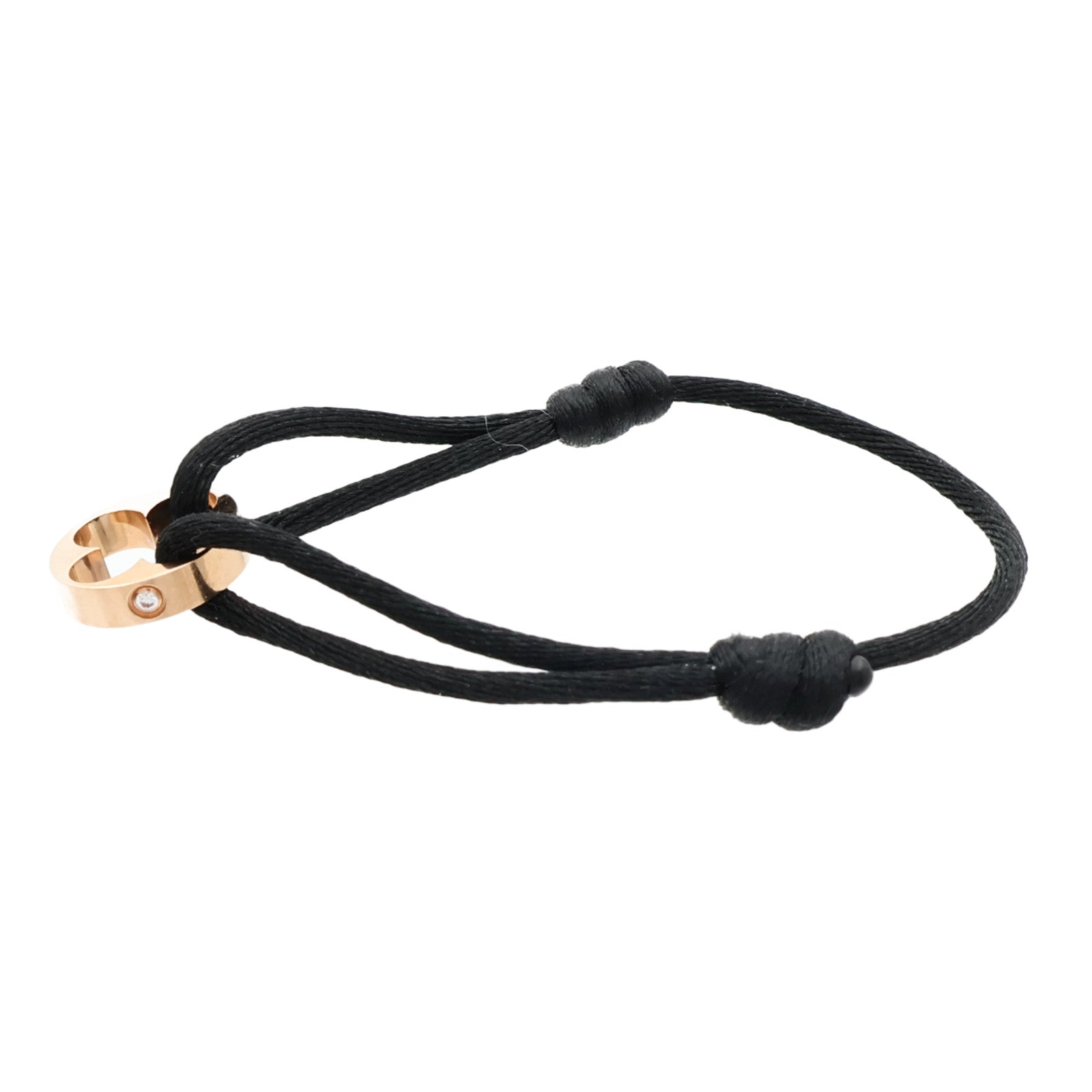 LOUIS VUITTON 18K玫瑰金/聚酯纖維Empreinte Cord 4Dia Bracelet鑽石手鐲