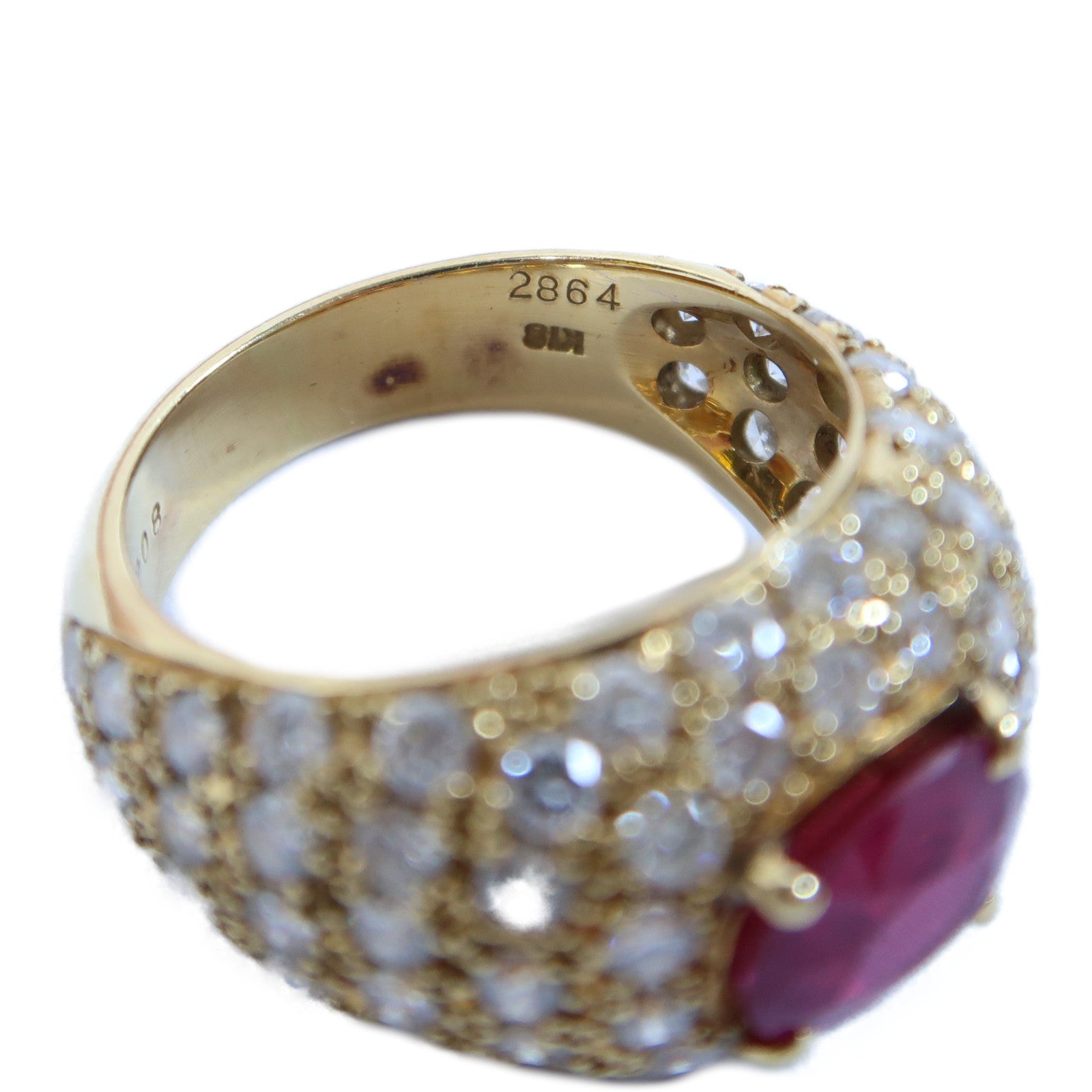 JEWELRY 【激減優惠】18K黃金Ruby Ring 2.864ct紅寶石/2.08ct鑽石戒指US#8.25